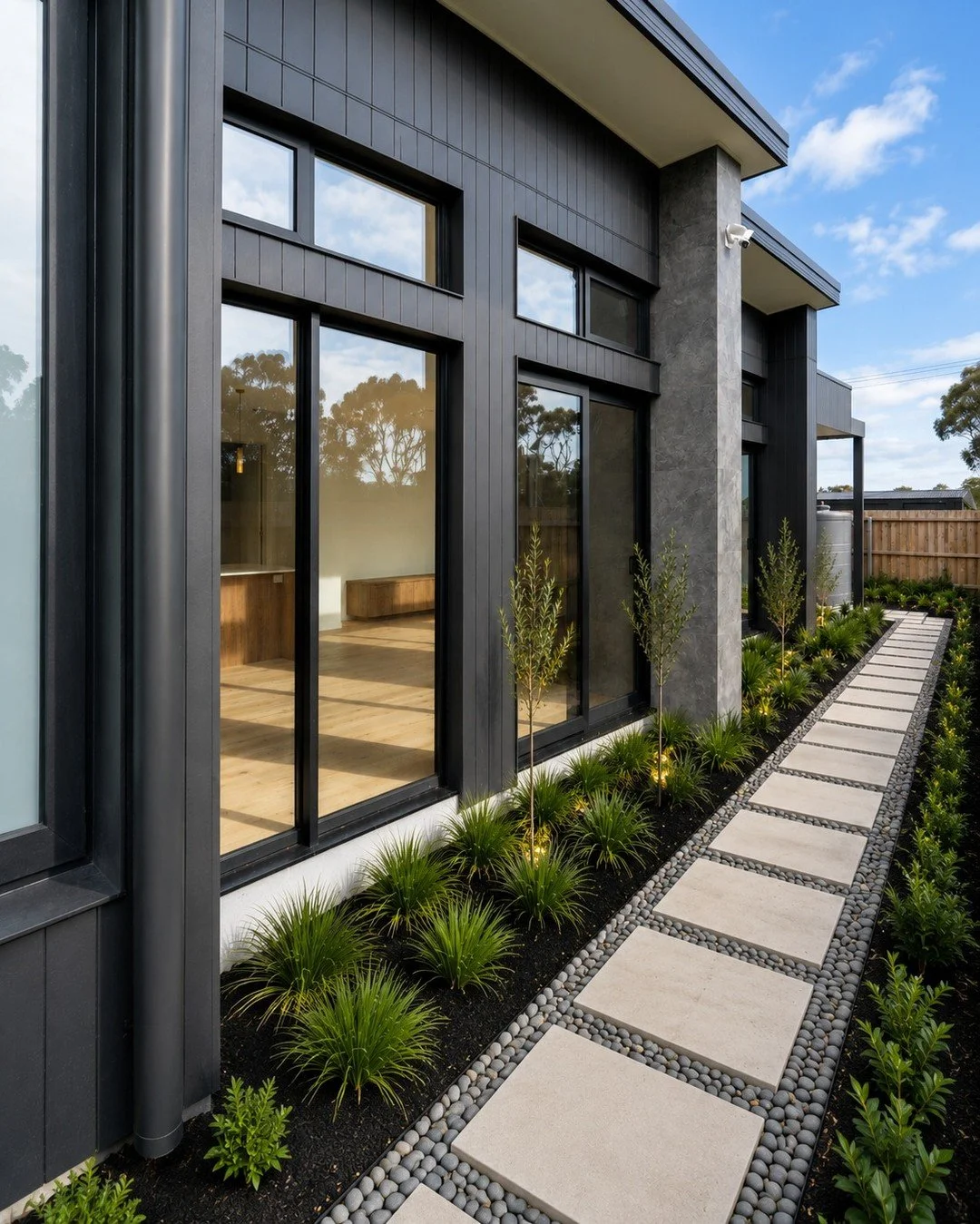 Natural light is not about adding as many windows as possible.

It is about placing them properly.

In this home, full-height glazing works with high-level windows to bring daylight deeper into the living spaces, without giving away privacy.

So the 