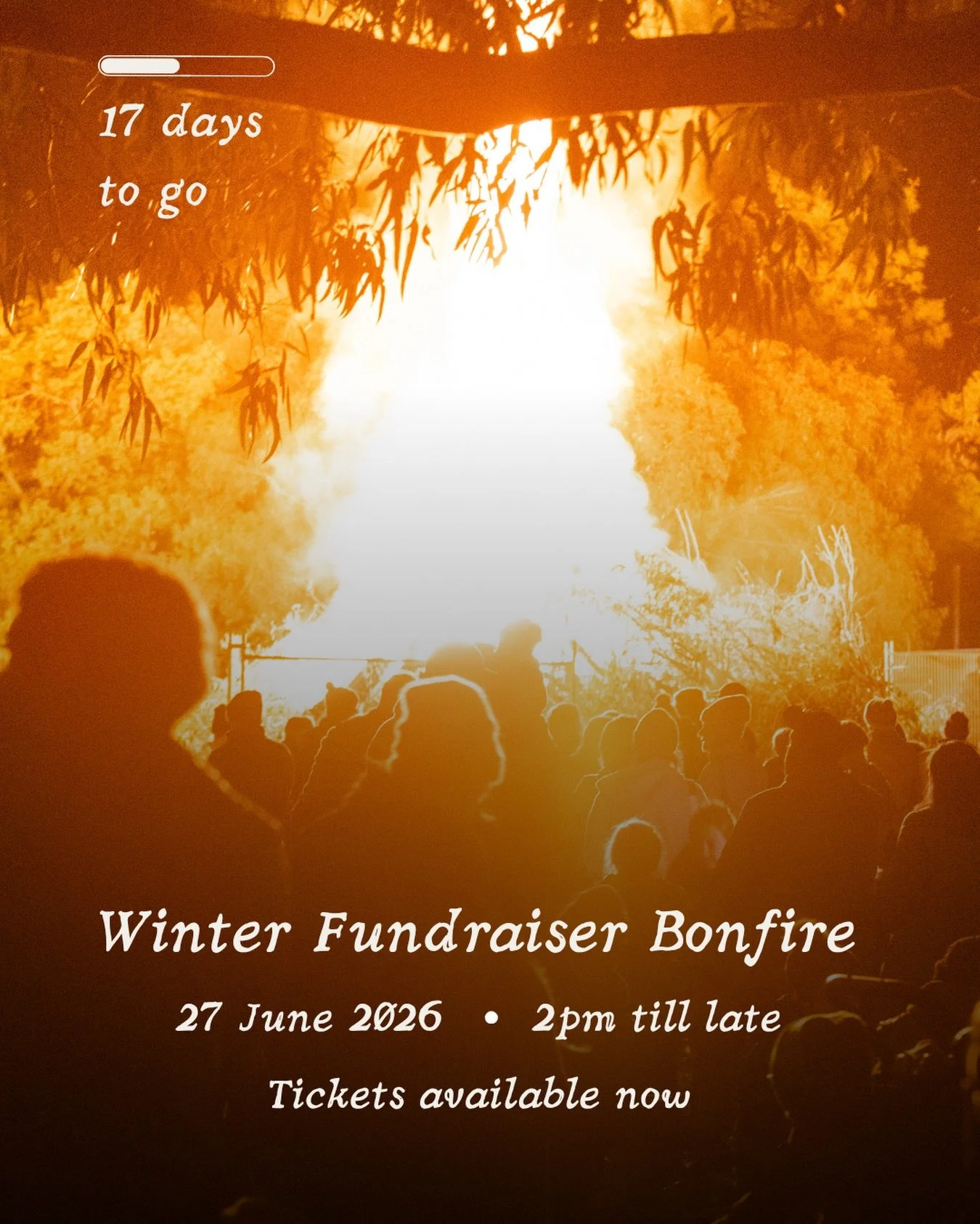 🔥 17 DAYS TO GO 🔥

The longest night of the year is getting closer&hellip; and so is our spectacular Winter Bonfire! Expect live music from Babycino, Immy Owusu, Jarabi Band and Music is the Massage, plus delicious food, games and a towering bonfir
