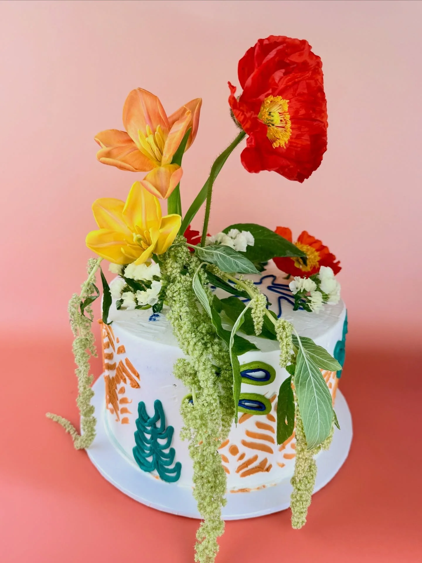 Ok here was a fun one!!! Jasper, thanks for this rad as hell request&hellip; I love a mood board (pictured here if you swipe ➡️). They were looking for folk art, free flowing floral touches, and my own design touches. We went with doodles, stenciling