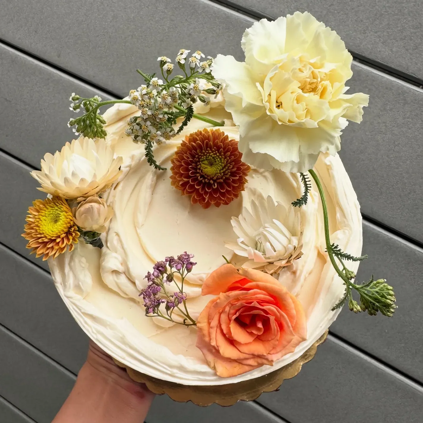 Vanilla buttercream floral birthday cake