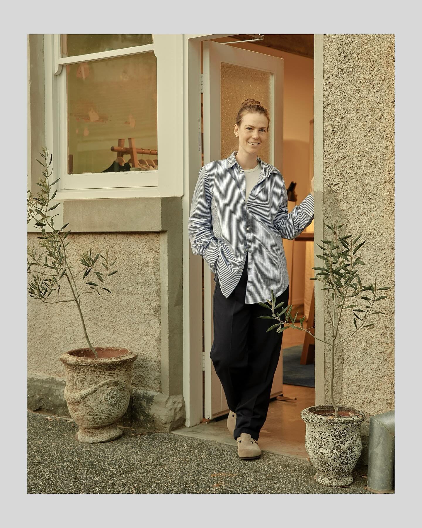 Fashion designer Johanna Ryle-Howe of @caves_collect outside her studio and store for her interview in the latest @broadsheet_melb x @domainreview magazine.
