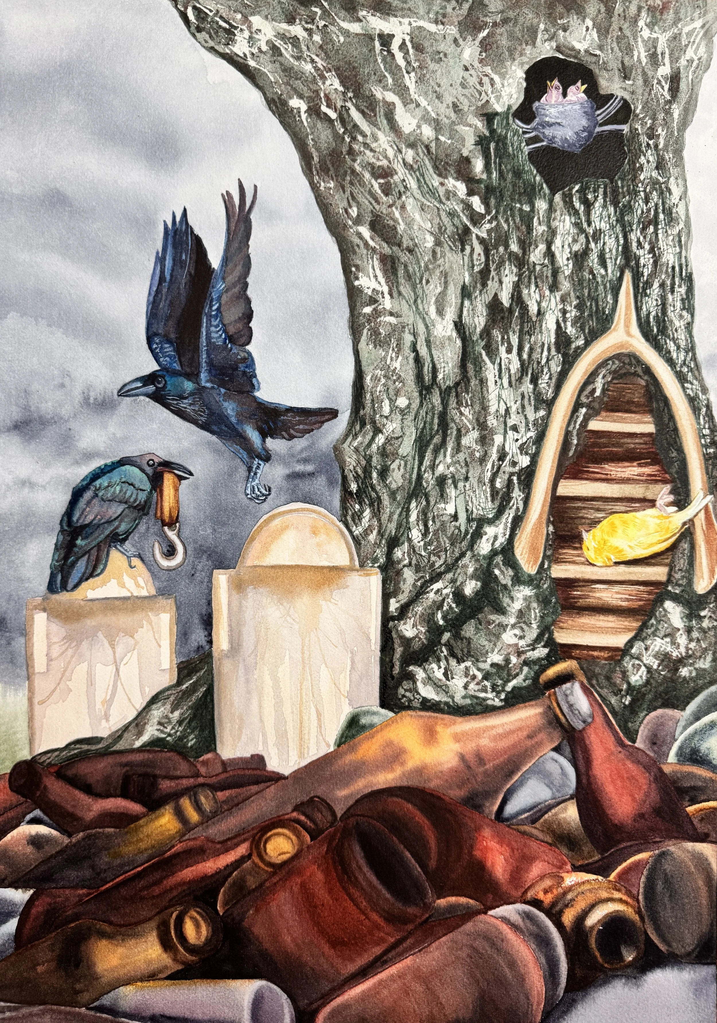 The Story of My Parents. Watercolor on paper. 14"x20". 2026.
