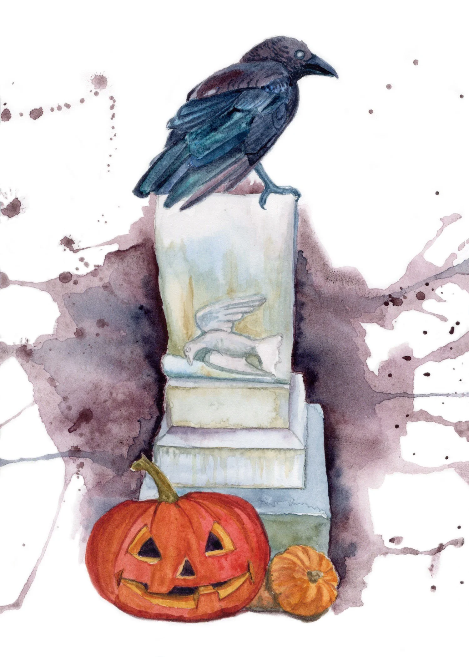 Raven. Watercolor on Paper. 5"x7". 2025.
