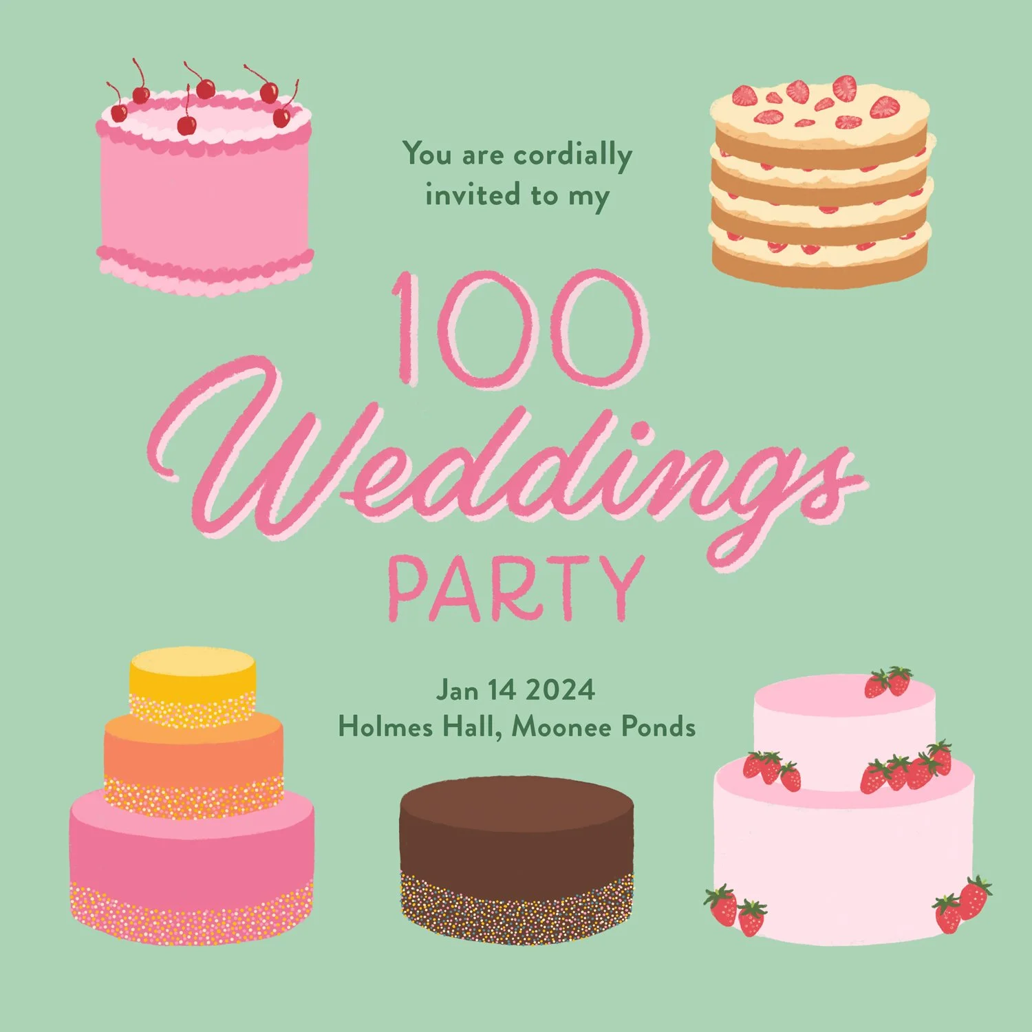 100 WEDDINGS PARTY INVITE