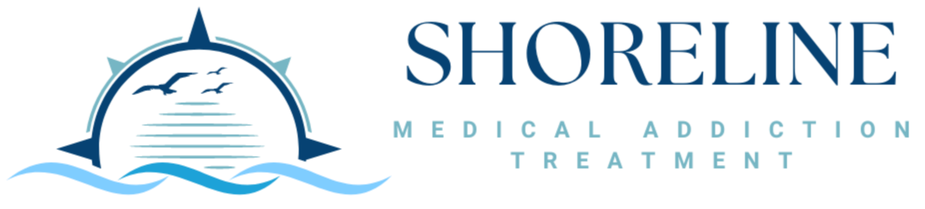 A logo for Shoreline Therapy and Coaching featuring a stylized sun and waves.