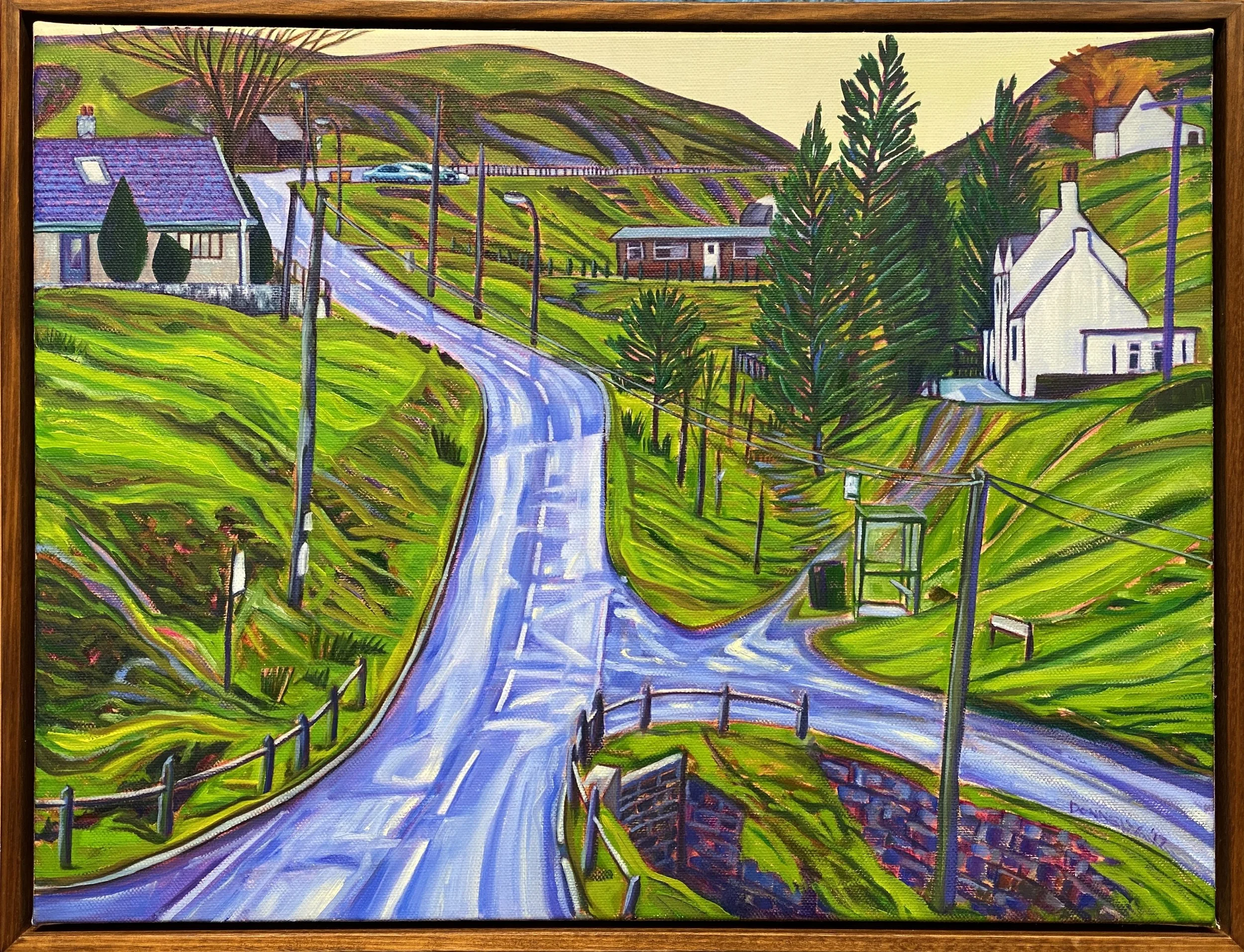 ‘Scene from a Film (Scotland)’, 2017, Oil on Linen, 46 x 61 cm, Framed. Available.