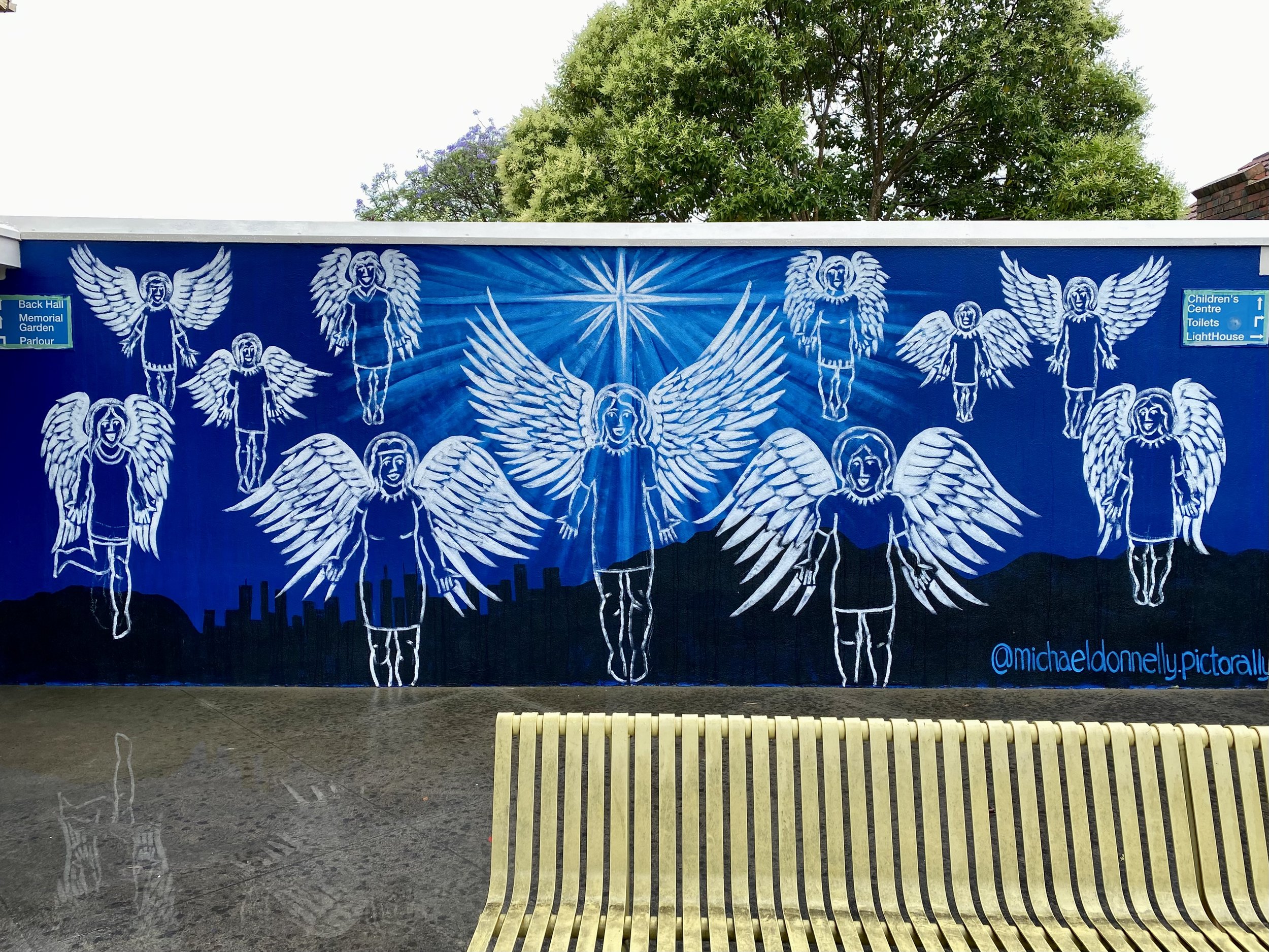 Ashy Mural for Advent 2024, 2.5 x 8m, Acrylic Exterior House Paint.