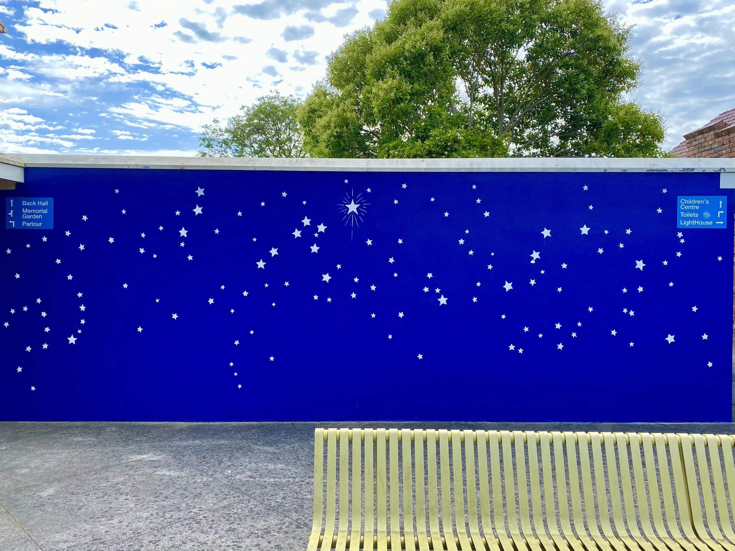 Ashy Mural for Advent 2022, 2.5 x 8m, Acrylic Exterior House Paint.
