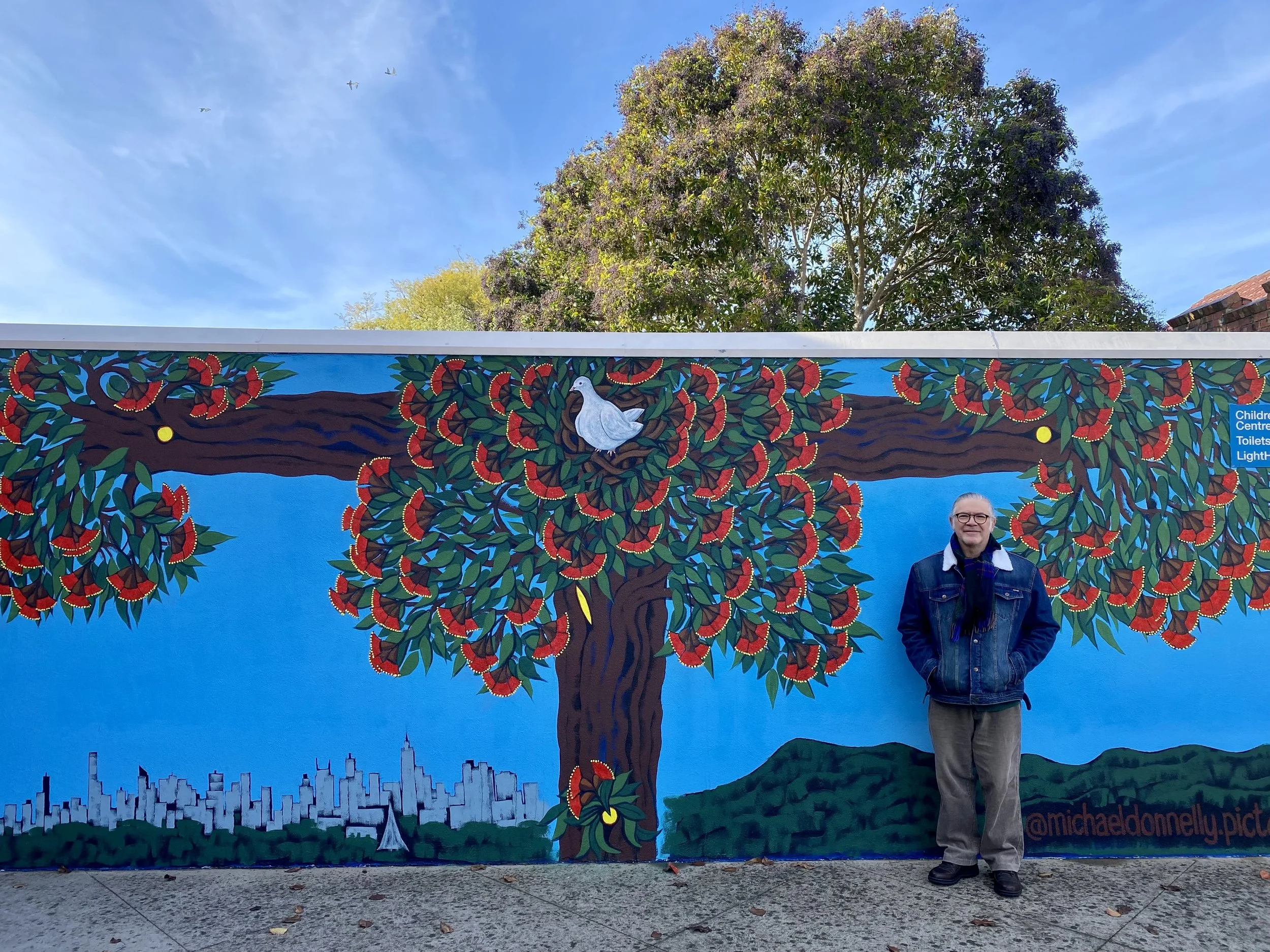 Ashy Mural for Pentecost 2025, 2.5 x 8m, Acrylic Exterior House Paint. With artist.