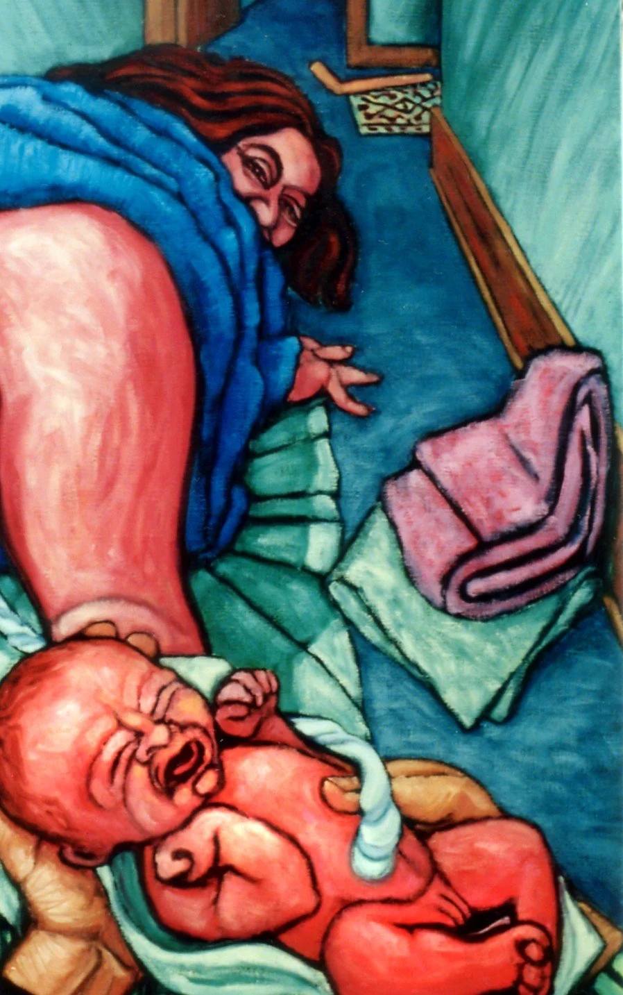 “Home Birth”, (Detail) Oil on Linen, 1992. (Collection of the Artist).
