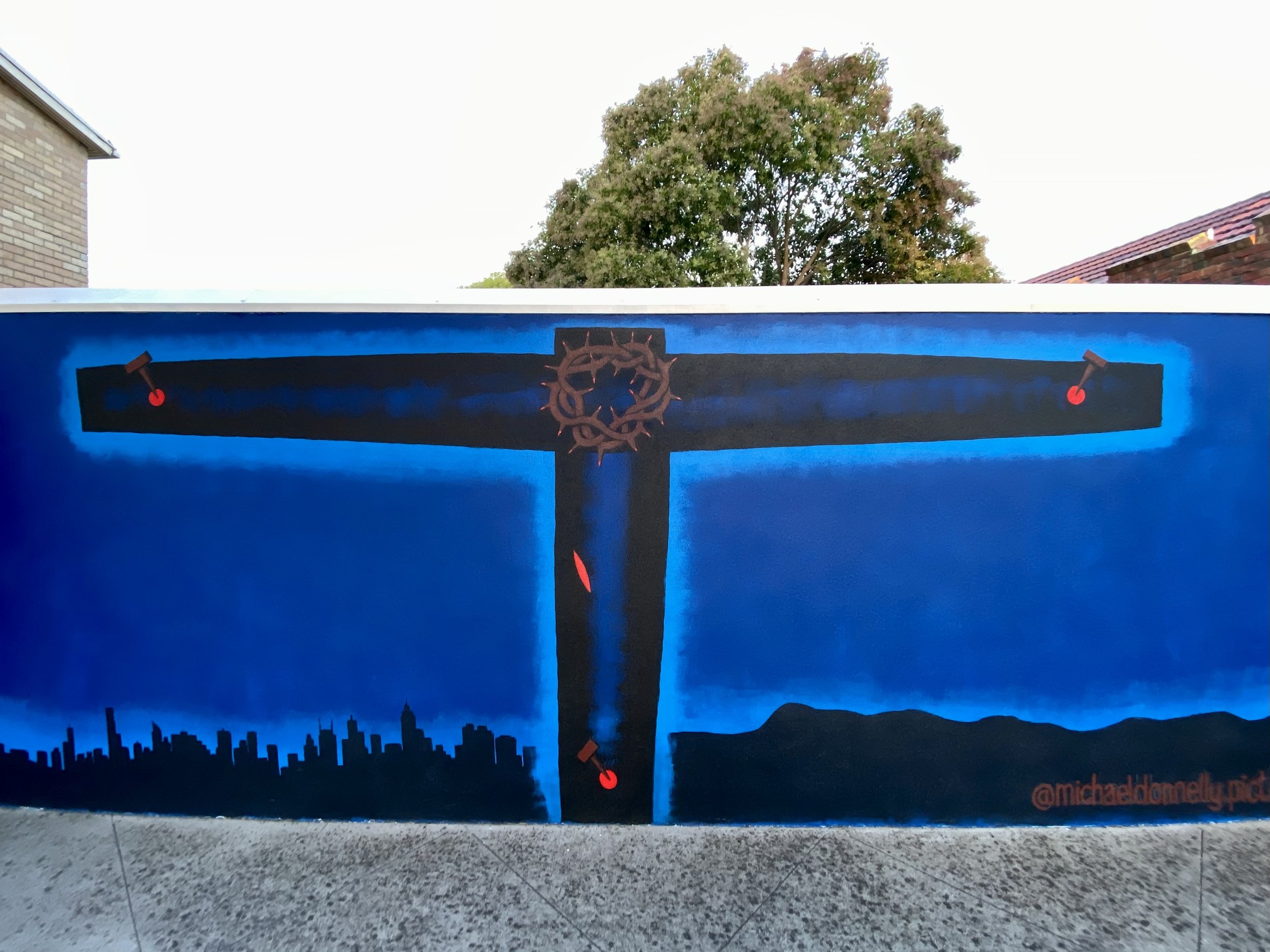 Ashy Mural for Holy Week 2025, 2.5 x 8m, Acrylic Exterior House Paint.