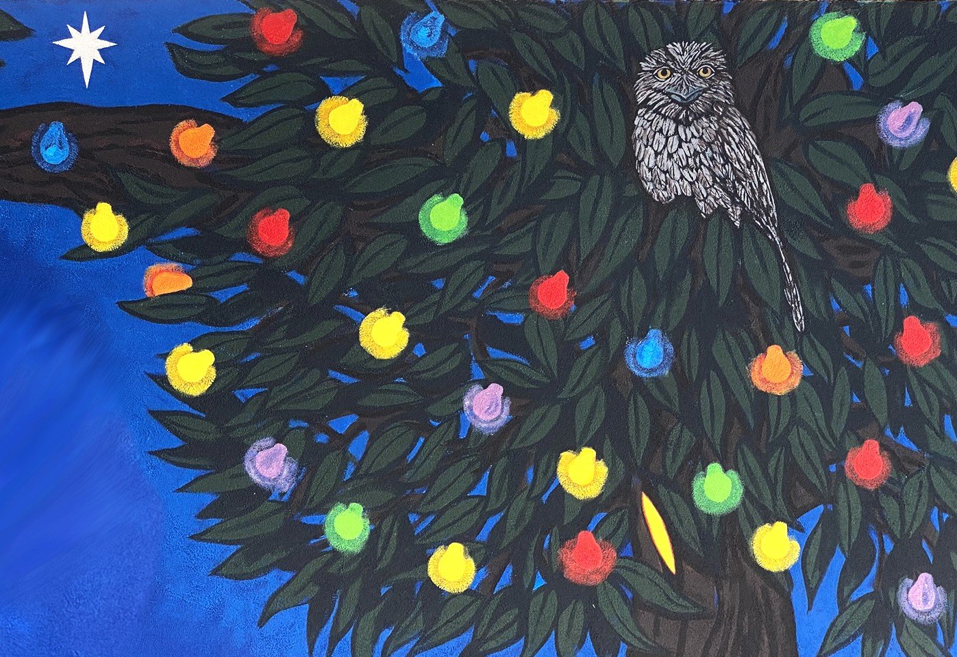 Ashy Mural for Advent 2025, 2.5 x 8m, Acrylic Exterior House Paint. Detail.