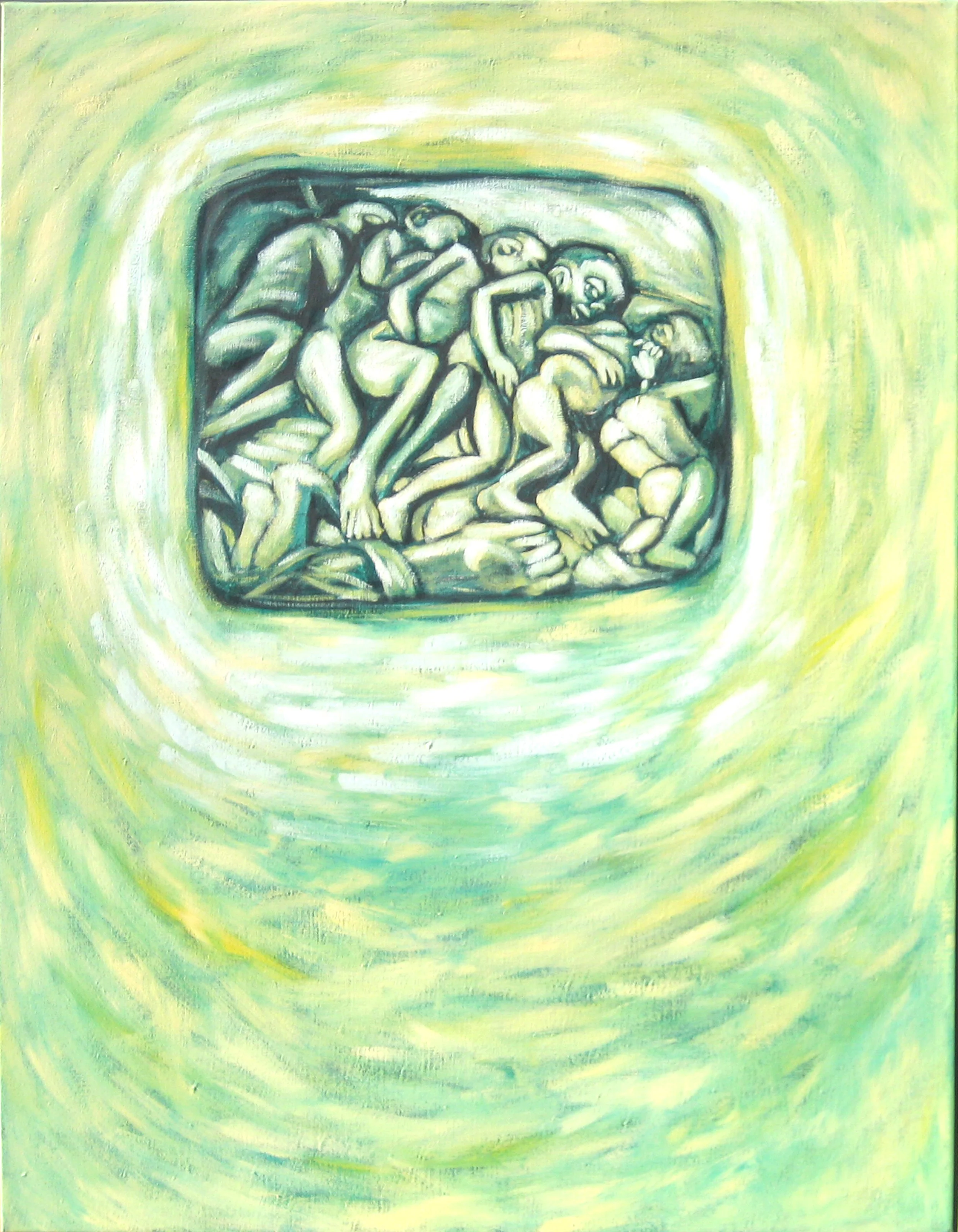 “Bedtime Prayer” Oil on Linen, Diptych, 92 x 194cm, 1994 (Left-hand panel).