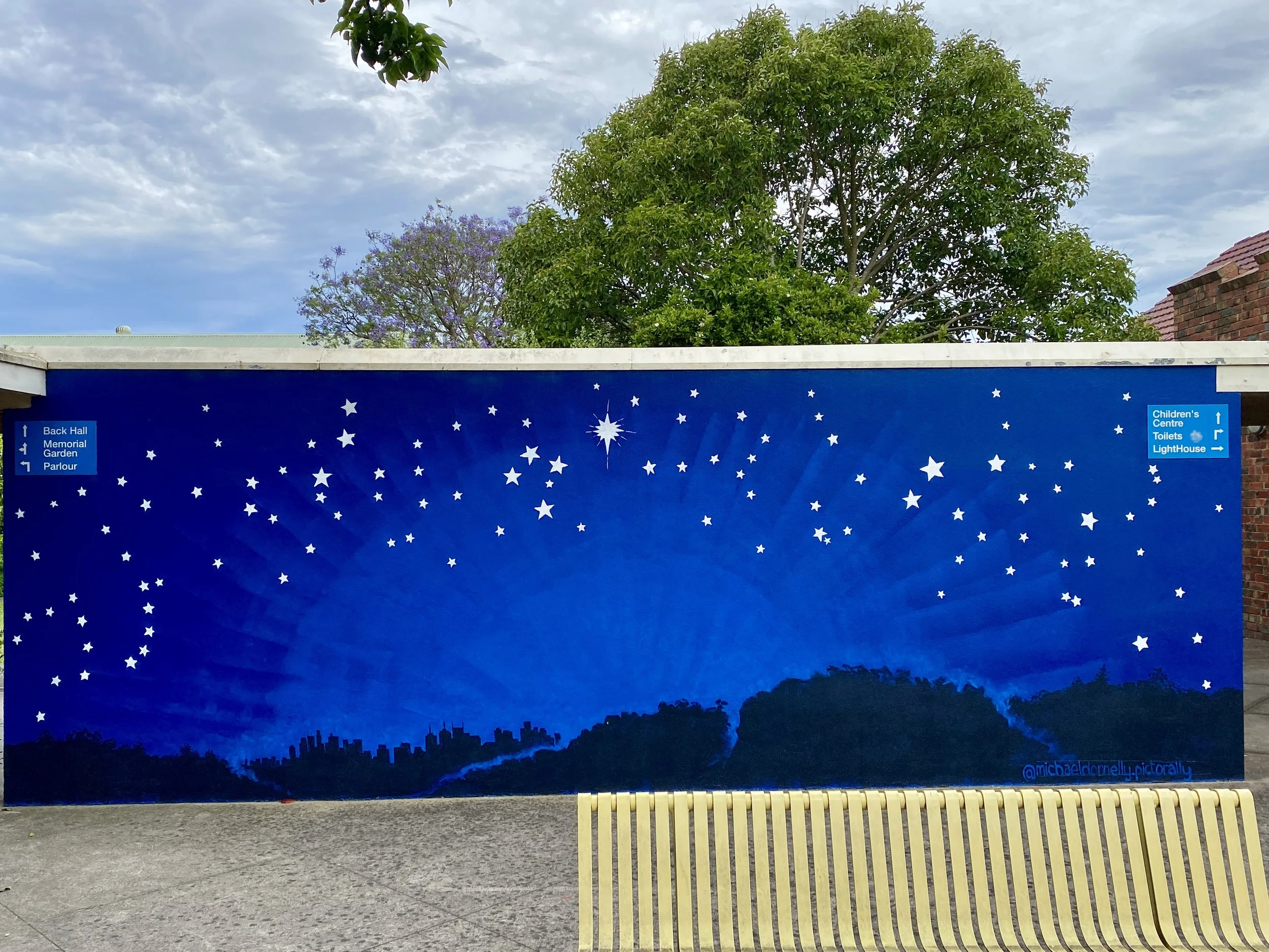 Ashy Mural for Advent 2023, 2.5 x 8m, Acrylic Exterior House Paint.
