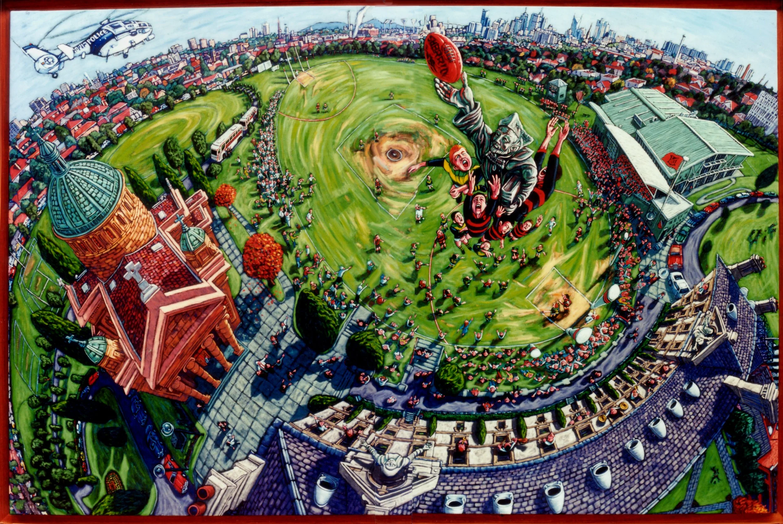 “The Miraculous Mark”, Oil on Linen, 122 x 183 cm, 1993. (Collection, Xavier College, Kew Vic).