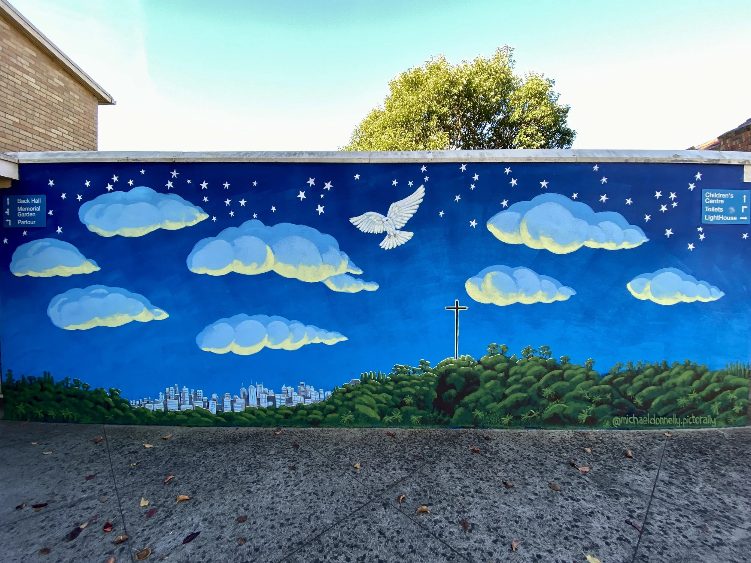 Ashy Mural for Pentecost 2024, 2.5 x 8m, Acrylic Exterior House Paint.