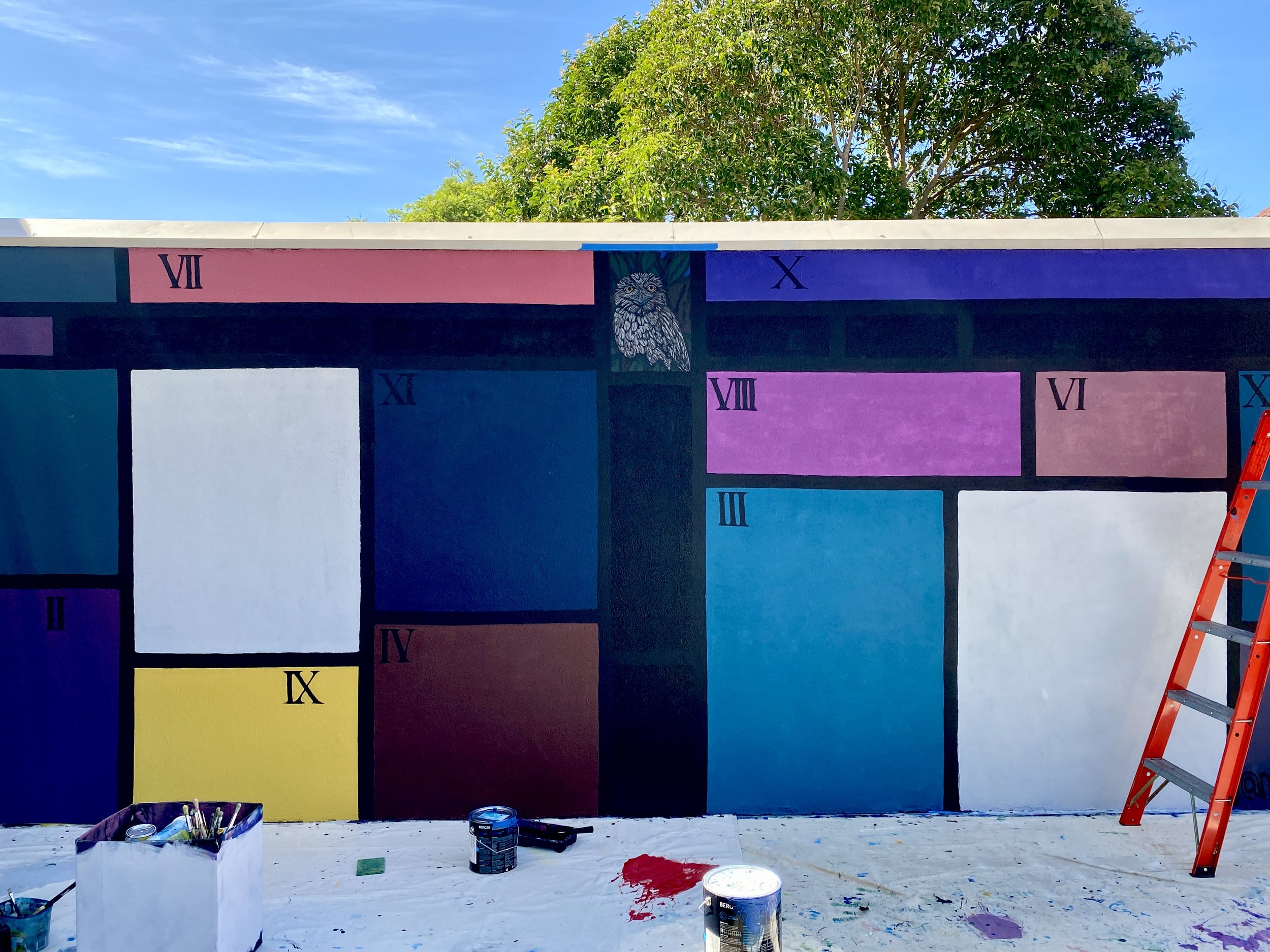 Ashy Mural for Lent 2026, 2.5 x 8m, Acrylic Exterior House Paint. Stations of the Cross in progress.