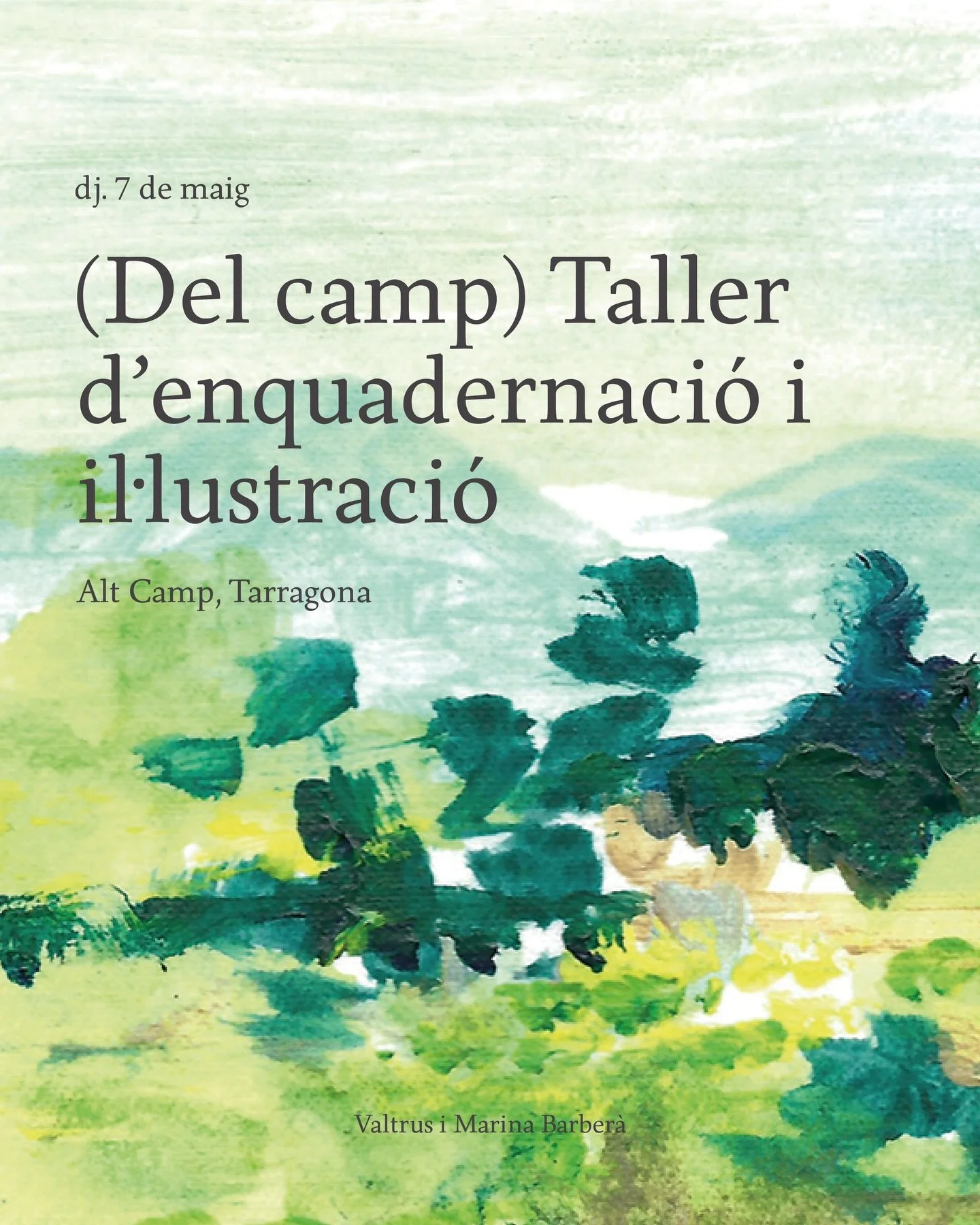 Ja tenim a tocar l&rsquo;edici&oacute; de primavera del taller (Del camp) d&rsquo;enquadernaci&oacute; i il&middot;lustraci&oacute; amb @valtrusatelier i @marina__barbera 💐

DJ. 7 DE MAIG DE 16.30H A 20.30H a la @pallissalacoma 

INSCRIPCIONS OBERTE