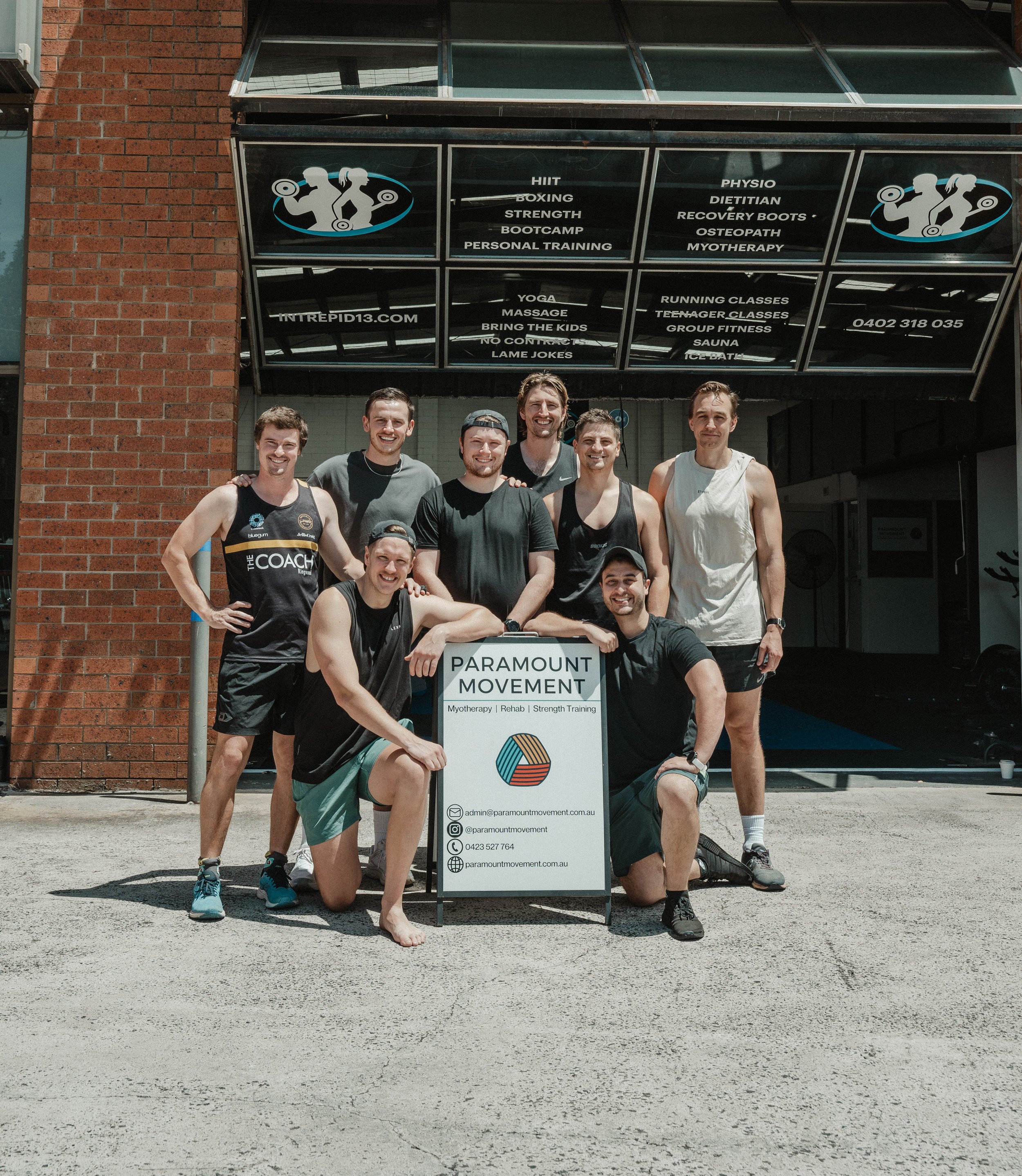 Carson out the front of Myotherapy Clinic after a Strength Training Class