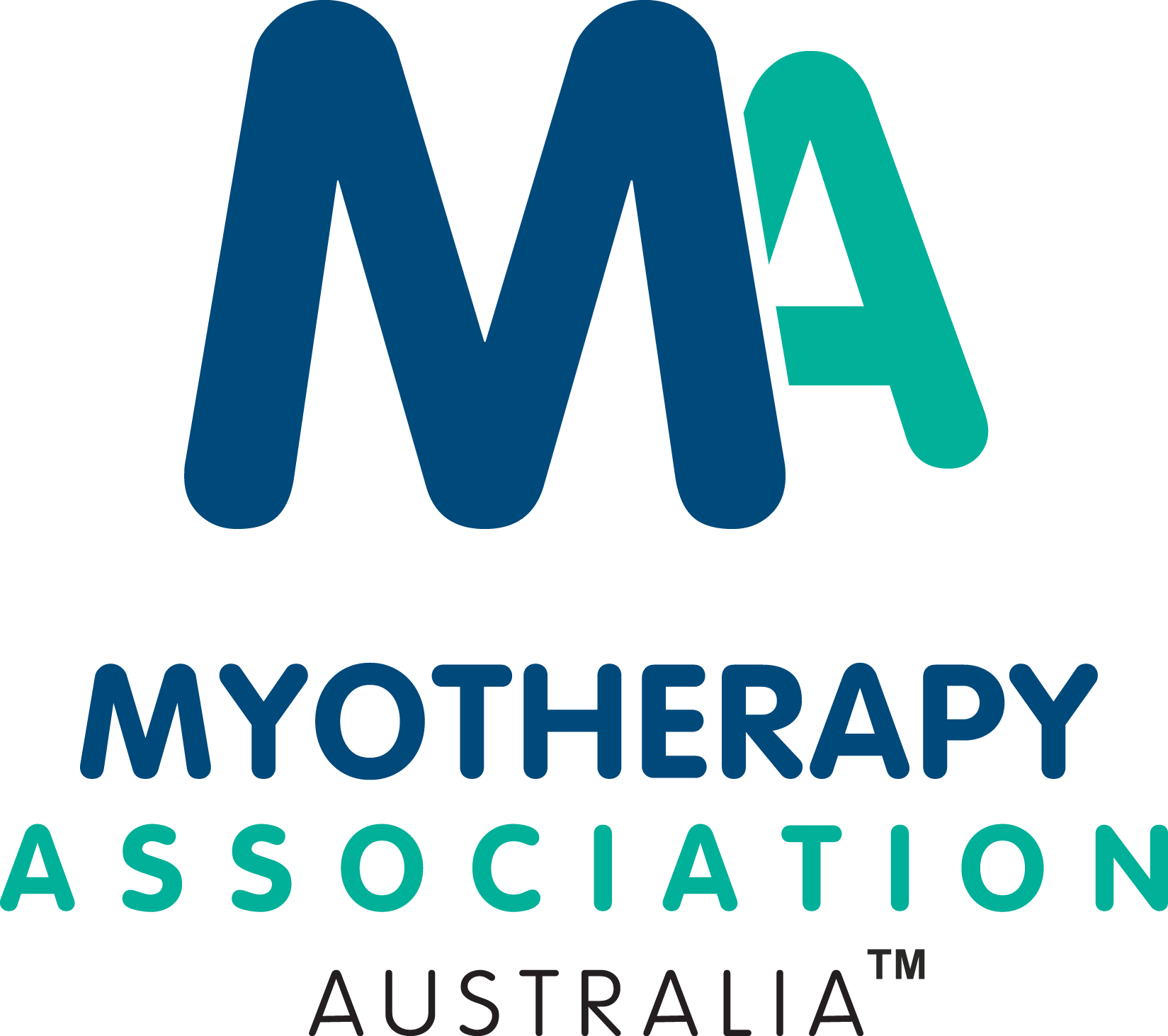 Logo for Myotherapy Association Australia, featuring stylized letters M and A in blue and green colors, with text indicating the organization's name.