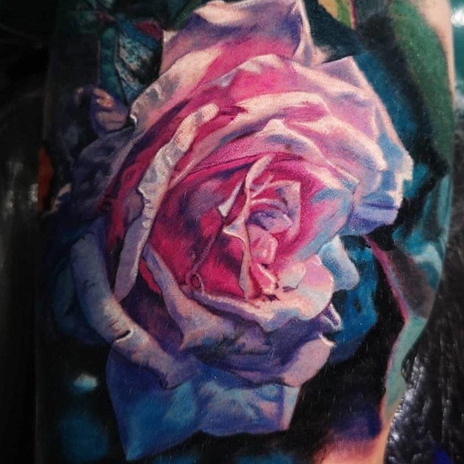 Flower Colour Realism Tattoo l Mish l Ship Shape Tattoo