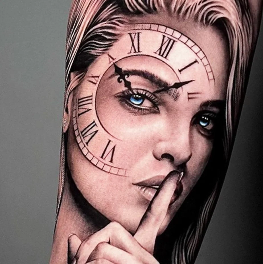 Woman Clock Realism Tattoo l Matt Wilson l Ship Shape Tattoo