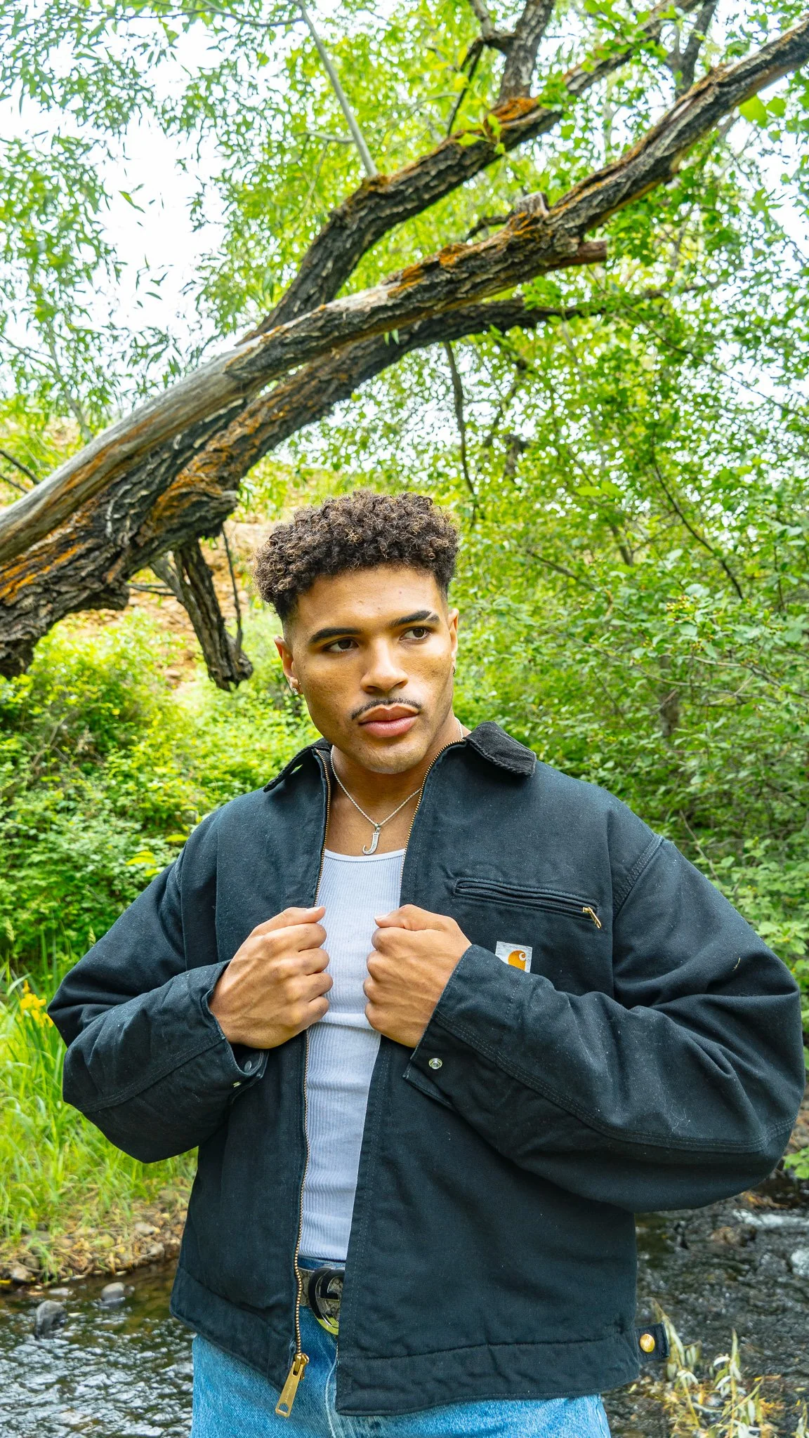 prospective model posing in park 