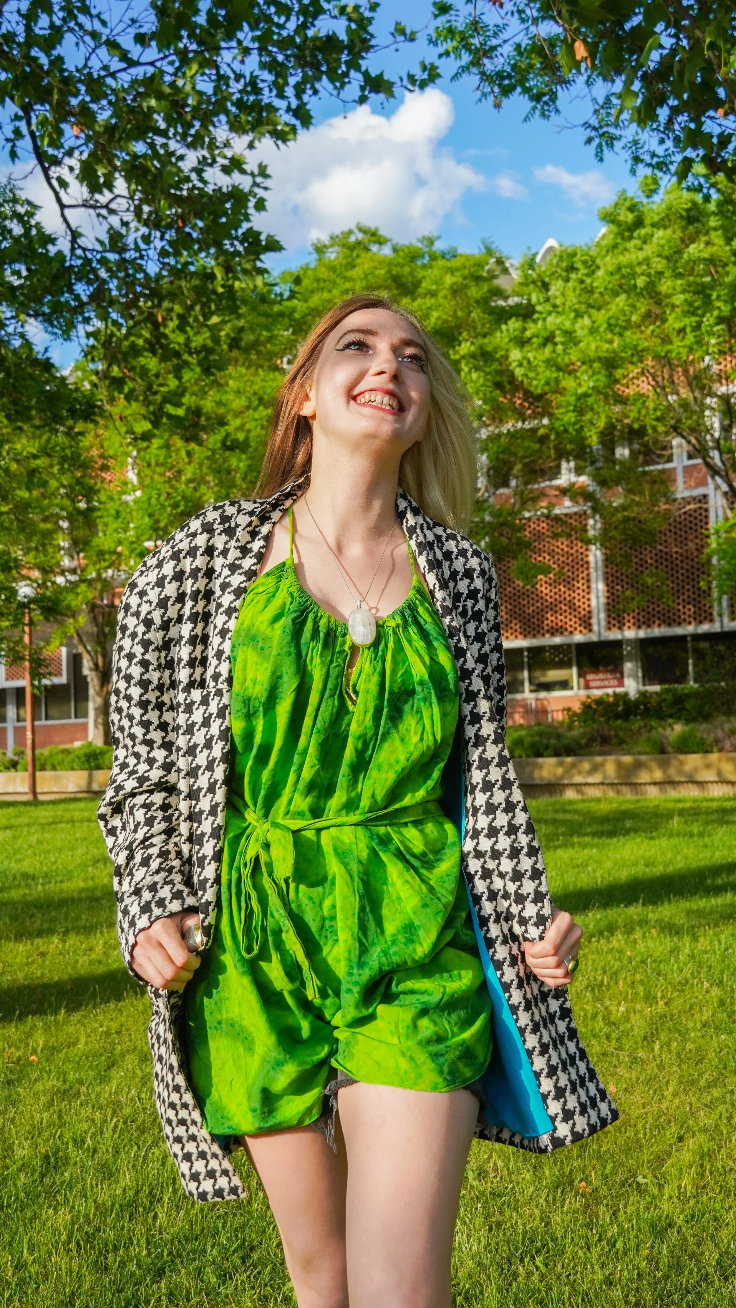 prospective modeling person posing next to tree in eastern Washington state