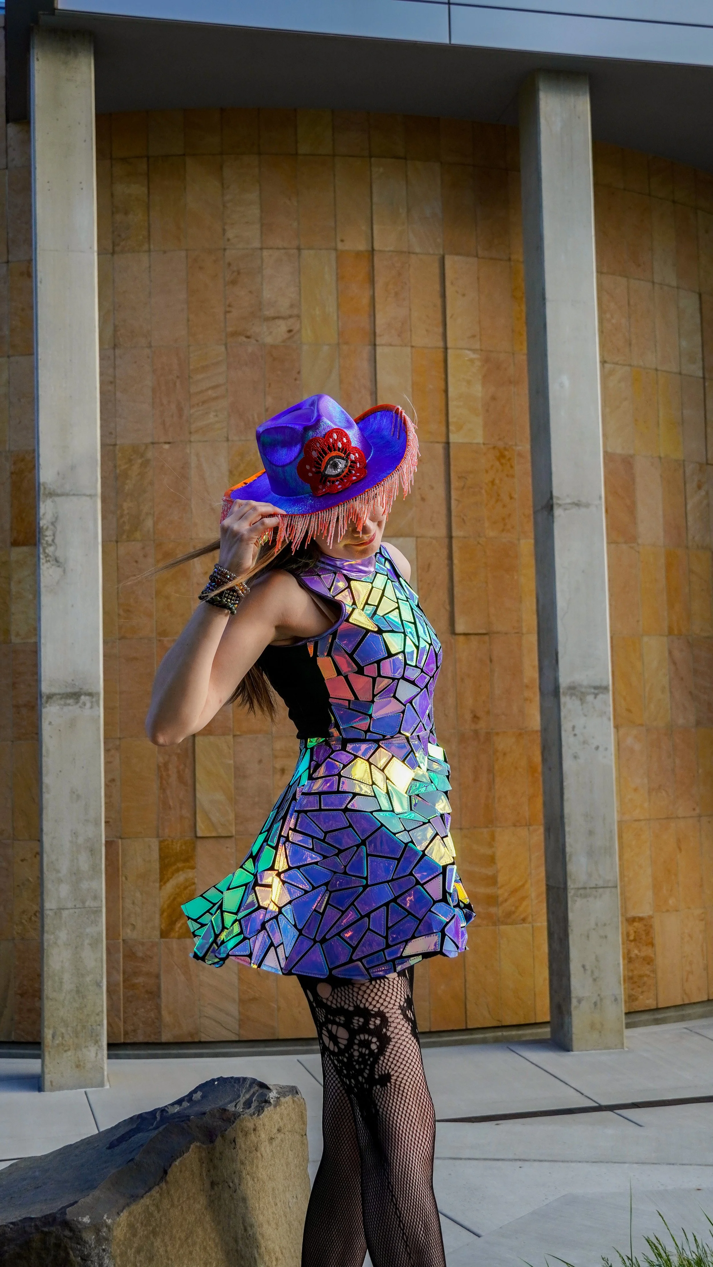 prospective modeling person posing in front of building in eastern Washington state