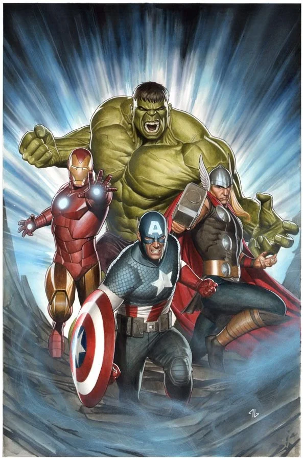 Avengers Might Origins painted cover by Adi Granov