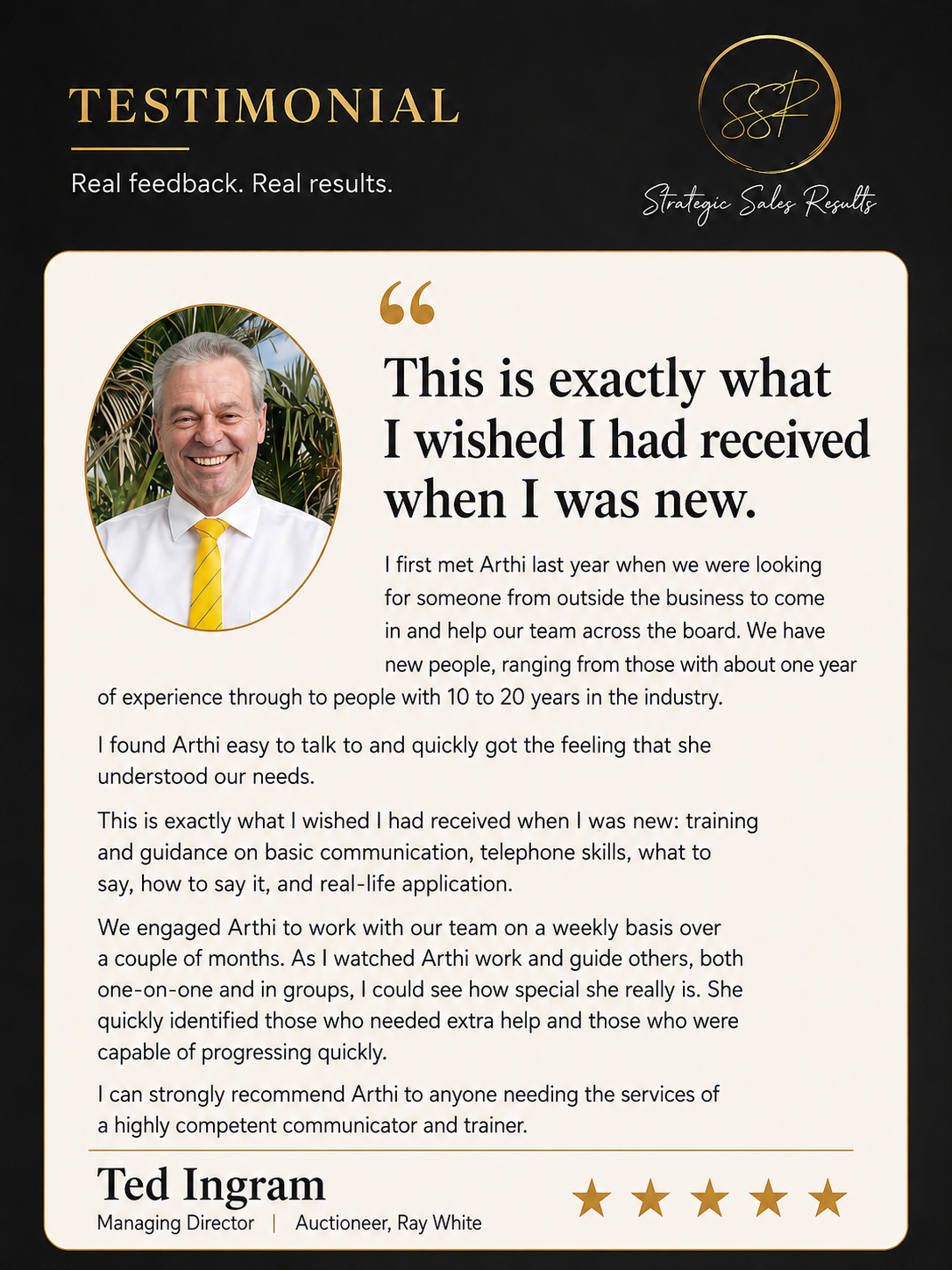 ted Ingram  Strategic sales results Review
