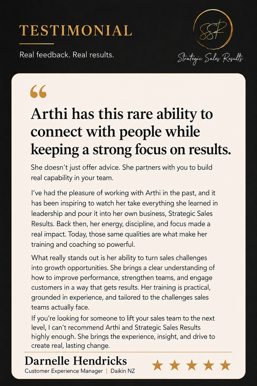 Strategic sales results Review