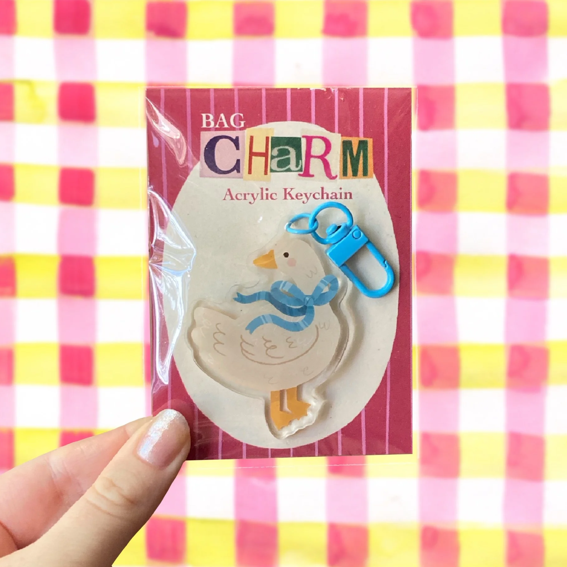 Blue Bow Duck Bag Charm