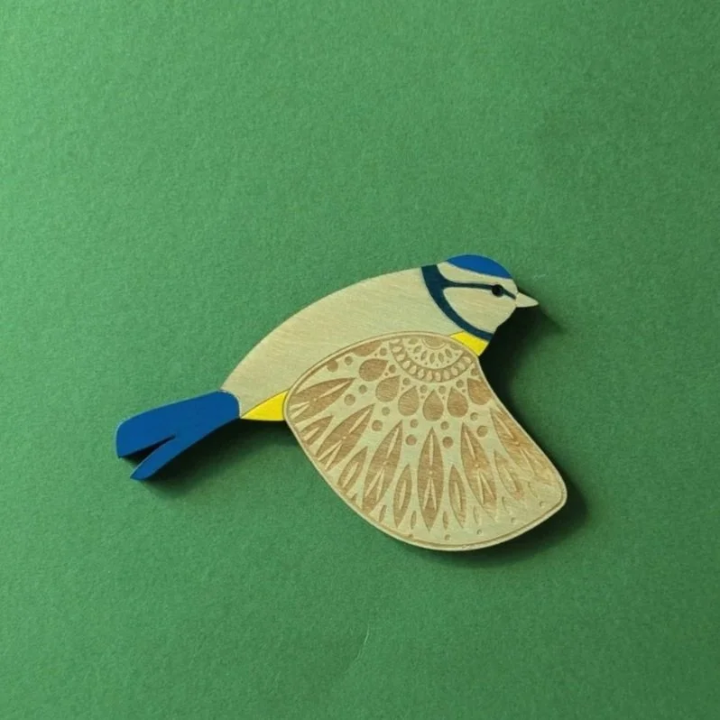 Wooden Wall Blue Tit - Design 3 (btdw6)