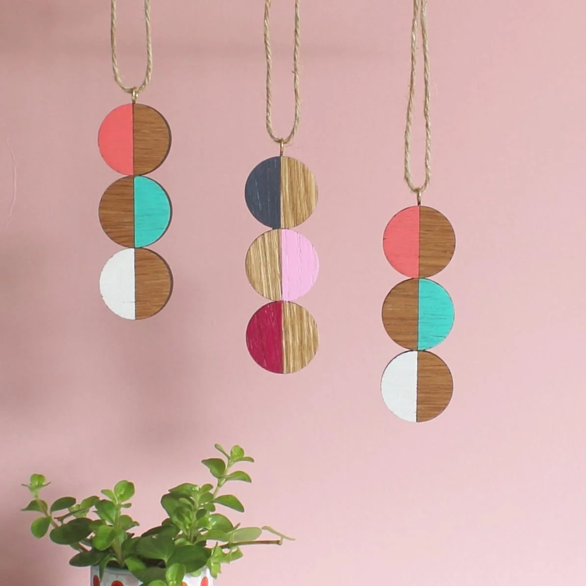 Mid Century Inspired Oak Hanging Decoration