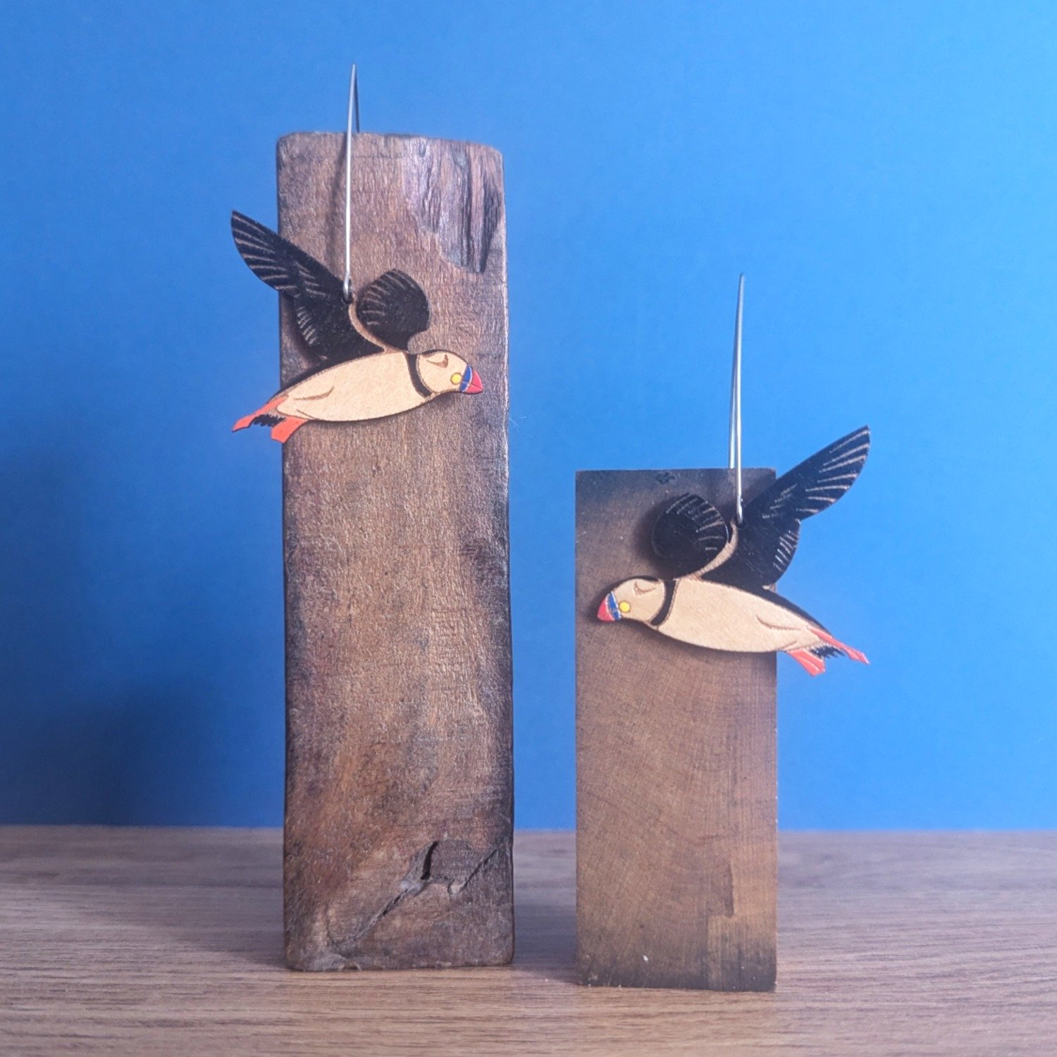 wooden puffin bird earrings 3.JPG