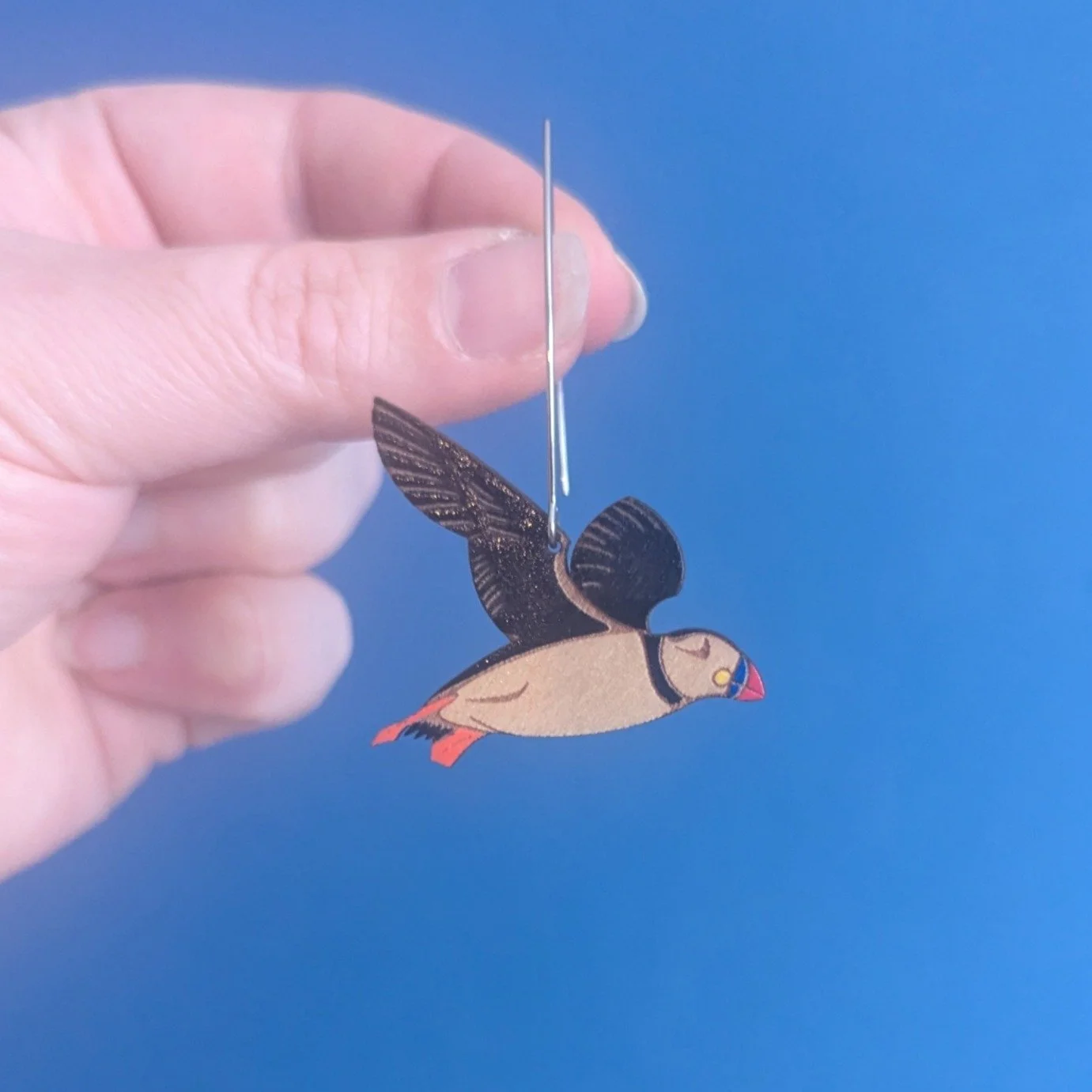 wooden puffin bird earrings 5.JPG