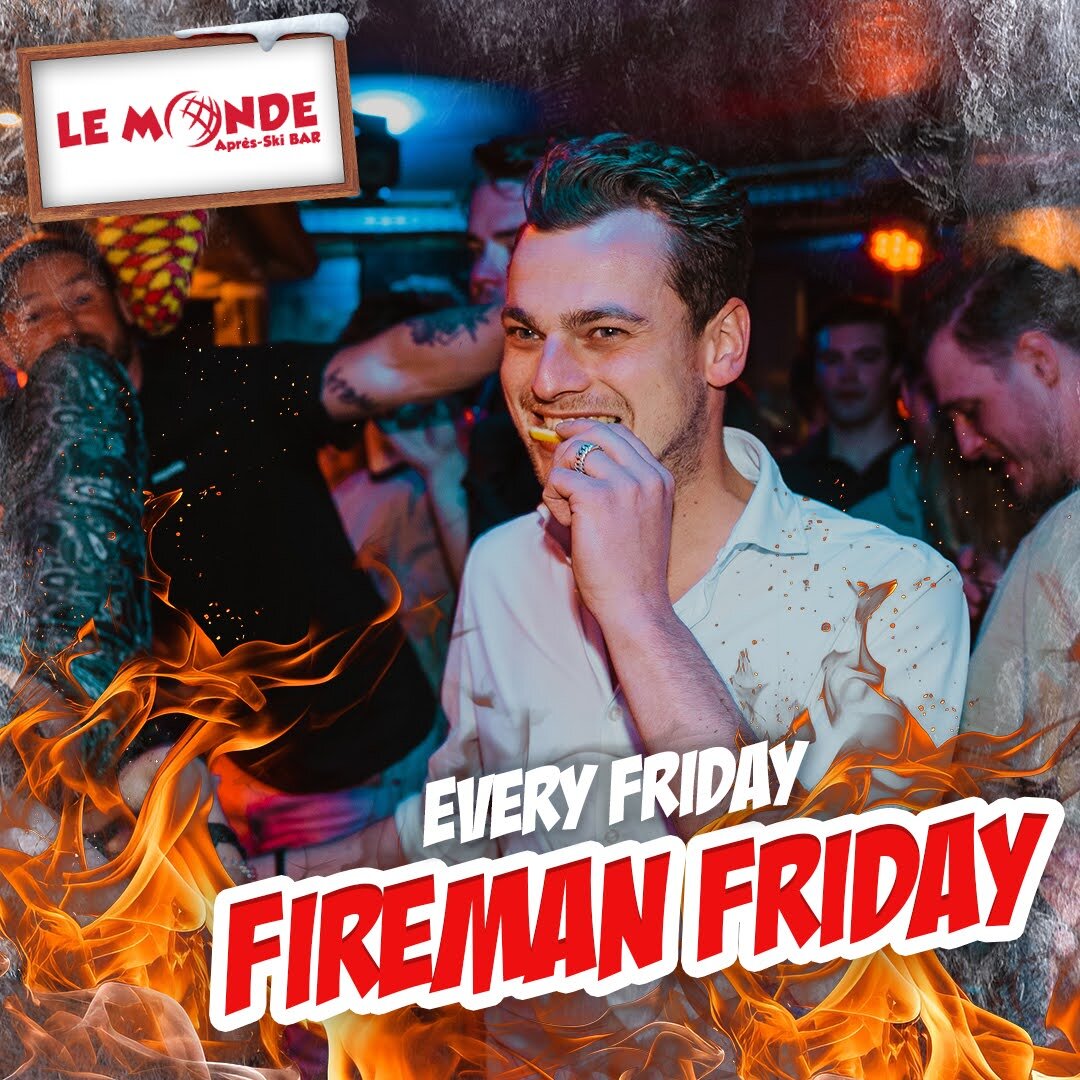 Sparks will fly this Fireman Friday..🔥 Get ready for a scorching night of hot tunes, blazing beats, and a firefighting spectacle like never before. Join us as we turn up the heat! 🚒🕺

#LeMonde #ValThorens #Valtho #apresski #party #firemanfriday