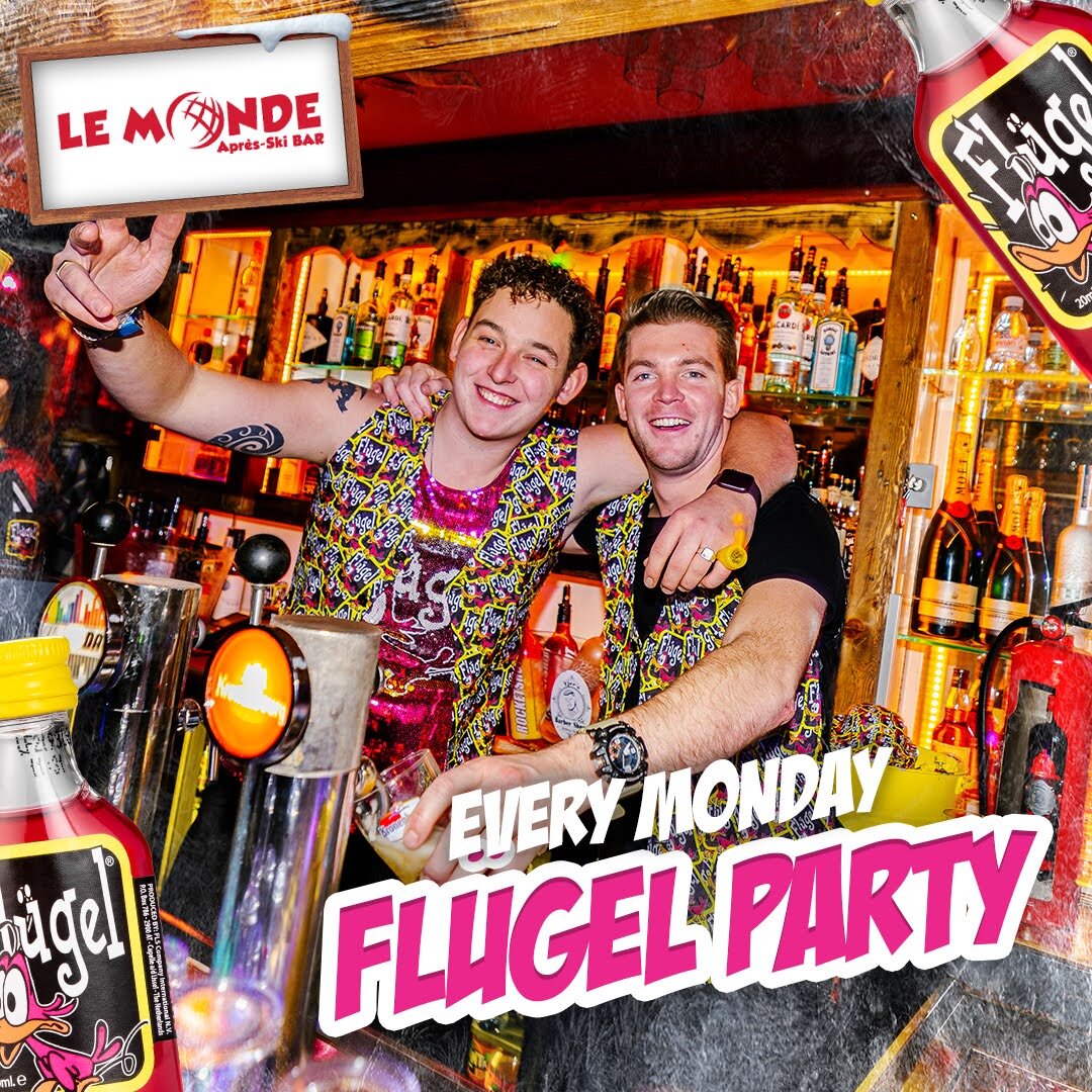 Get ready to kick those Monday blues! 🚀✨ It's Fl&uuml;gel Night, where the fun takes flight and the beats make the night memorable. Mondays are better when you're soaring with us! 🎉🎶 

#LeMonde #ValThorens #Valtho #apresski #party #countdown