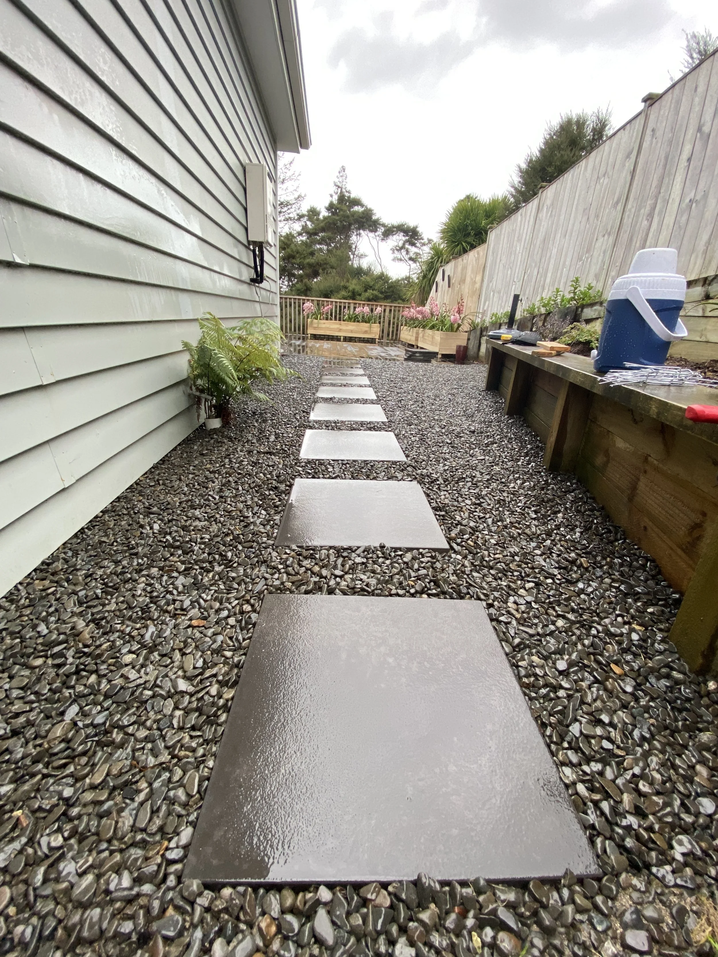 Pebbles rocks and pavers installed in Auckland outdoor area