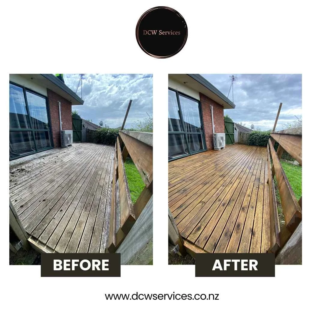 Deck wash completed by a maintenance technician from DCW Services