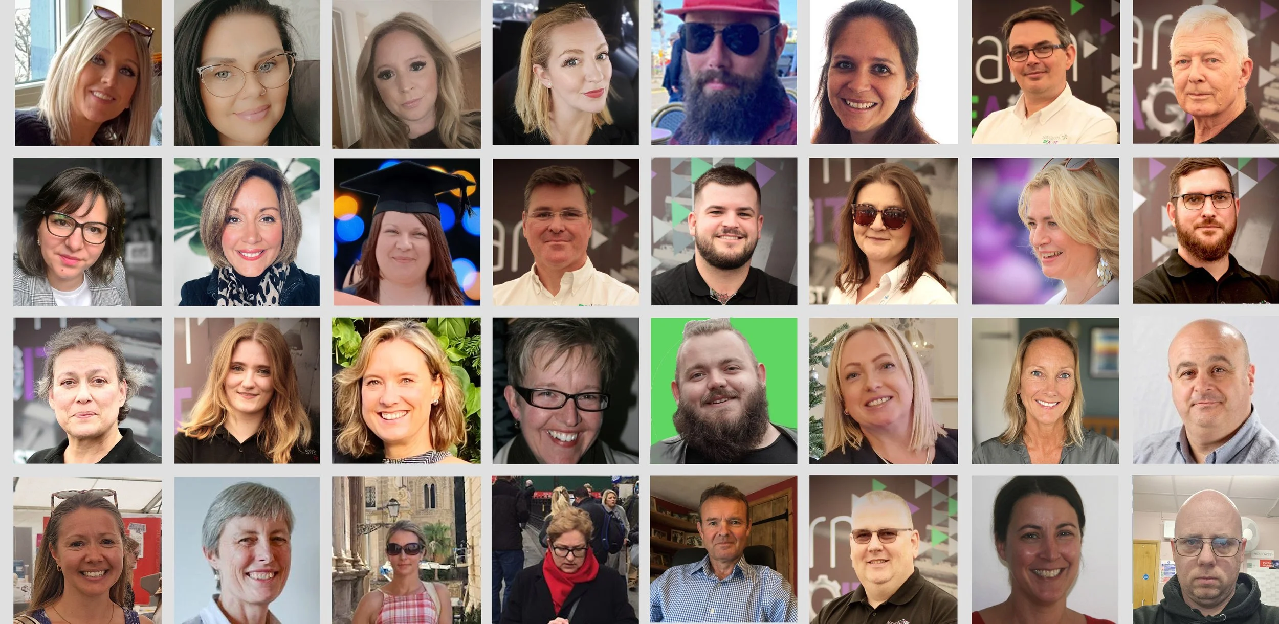 profile pics of the team who got the thumbs up from Ofsted. 32 people of mixed age, sex and race