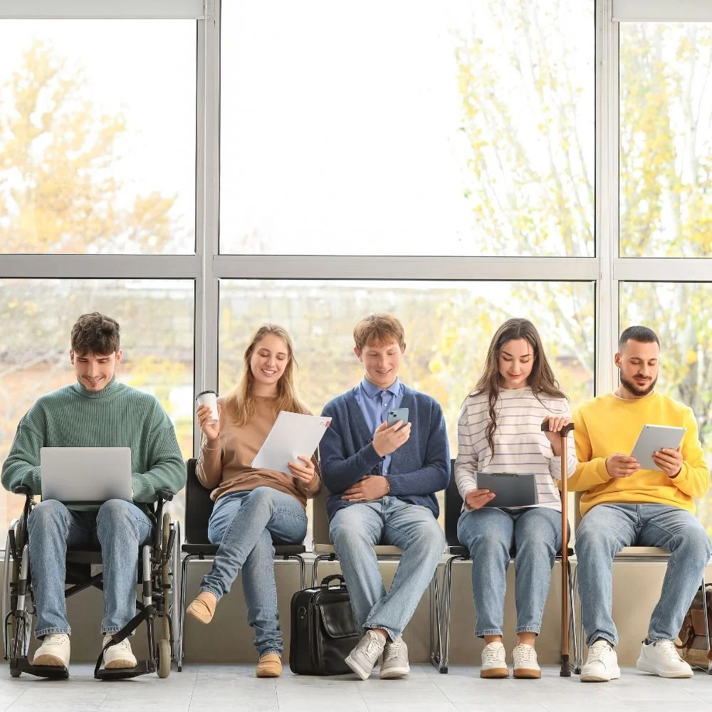 Young people waiting for an interview in the New Term
