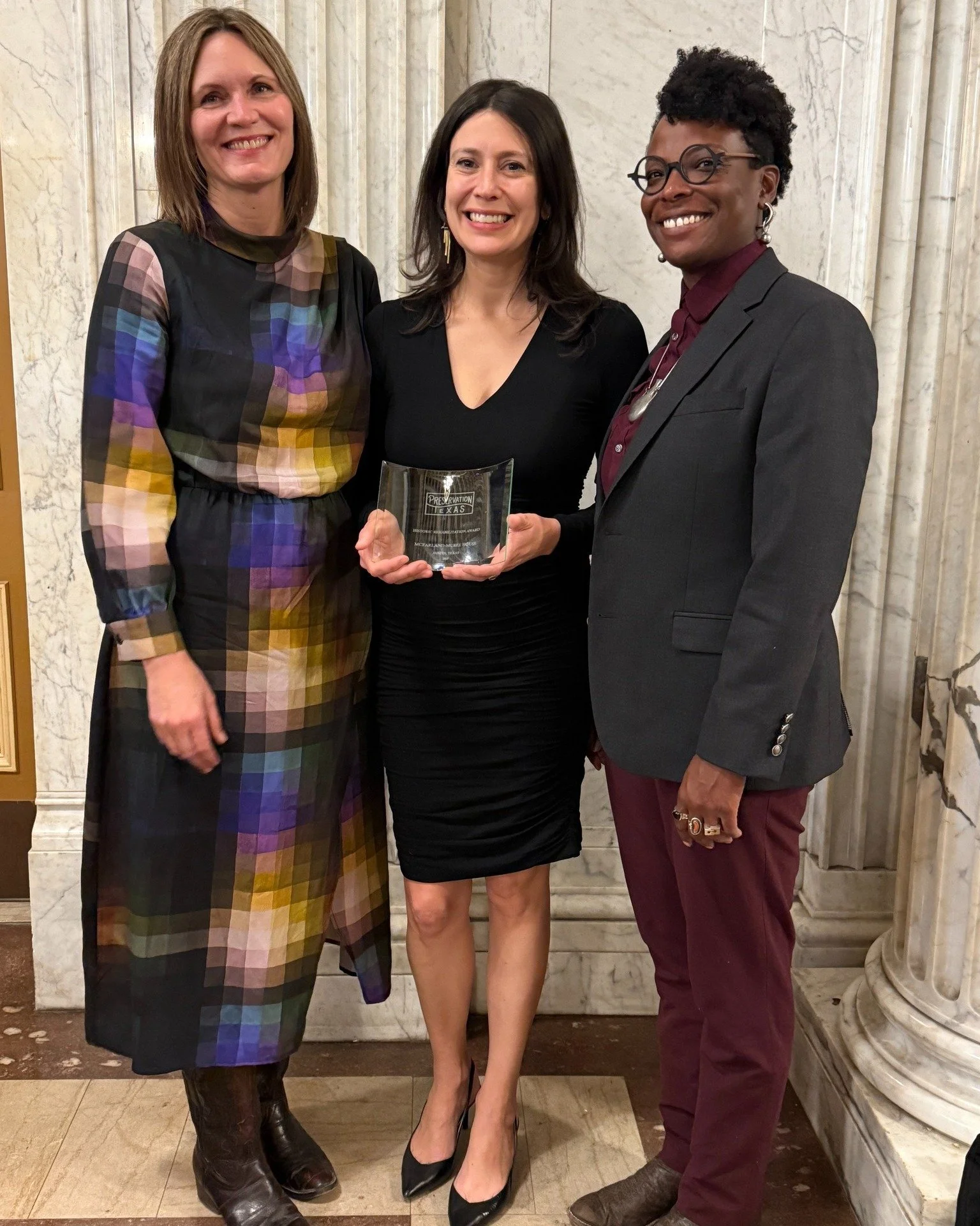 Last night, Preservation Austin was thrilled to join our statewide colleagues for the @preservationtexas Honor Awards ceremony in San Antonio, where we were awarded for our rehabilitation of the McFarland McBee House! 🏆

Seen here are our Board Secr