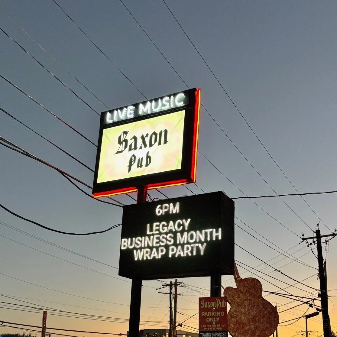 Another Legacy Business Month for the books! We wrapped up an incredible LBM last night with tunes and prizes at The Saxon Pub, and we couldn't have asked for a better time. 

Thank you to everyone who grabbed a passport, hit the town, and supported 