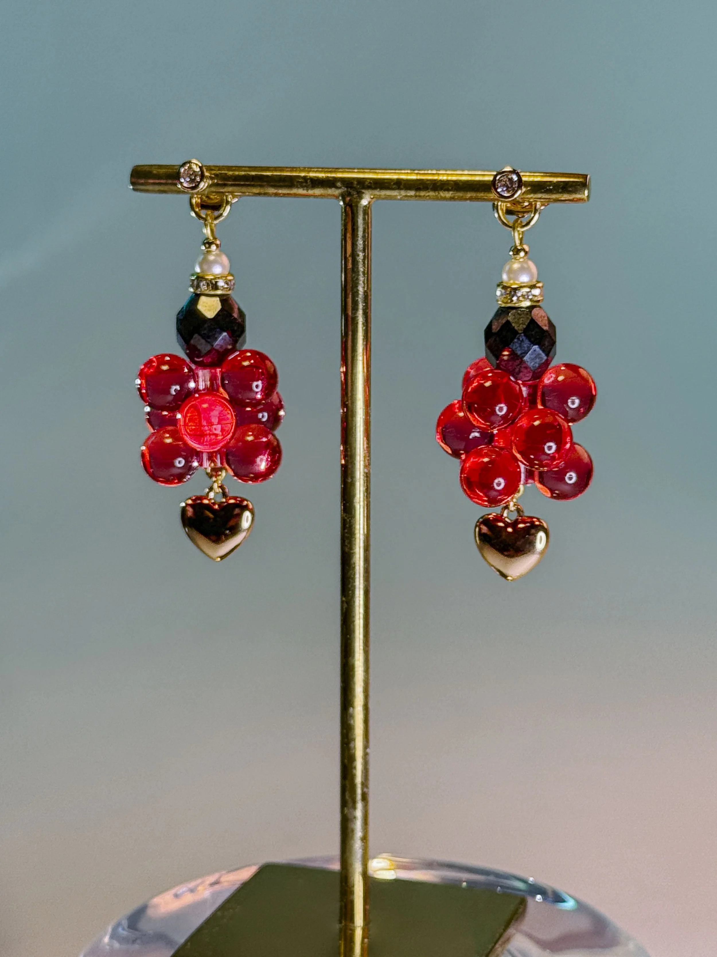 boucles d'oreilles Capucine rouge