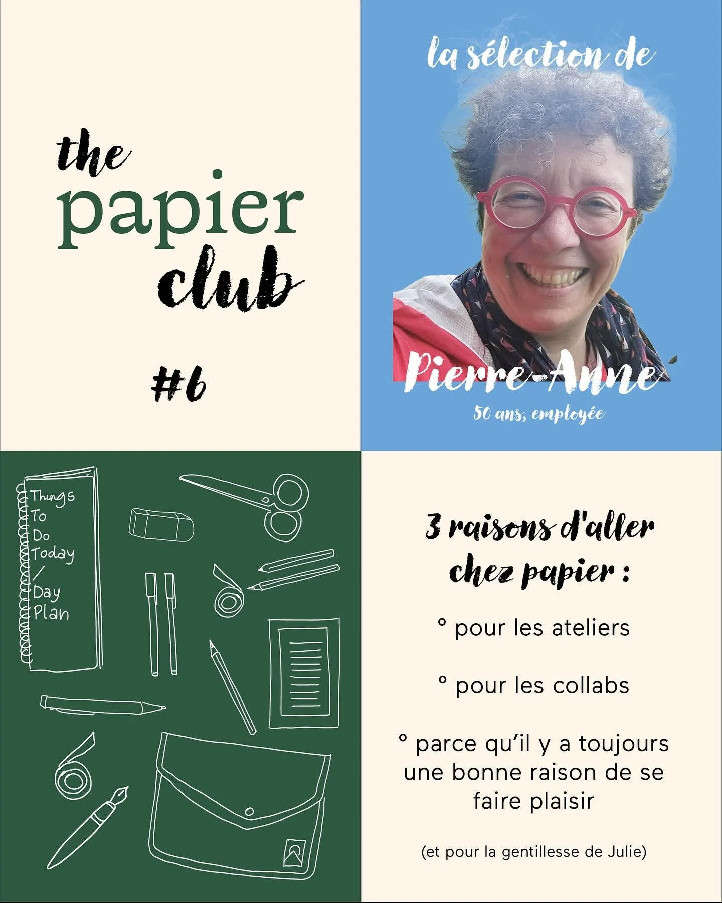 💥Nos ateliers ? Pierre-Anne les a (presque) tous suivis.
💥Nos collabs avec des marques ? Pierre-Anne était à tous les lancements !
💥Nos nouveautés ? Pierre-Anne les connait par coeur et les découvre toujours en premier