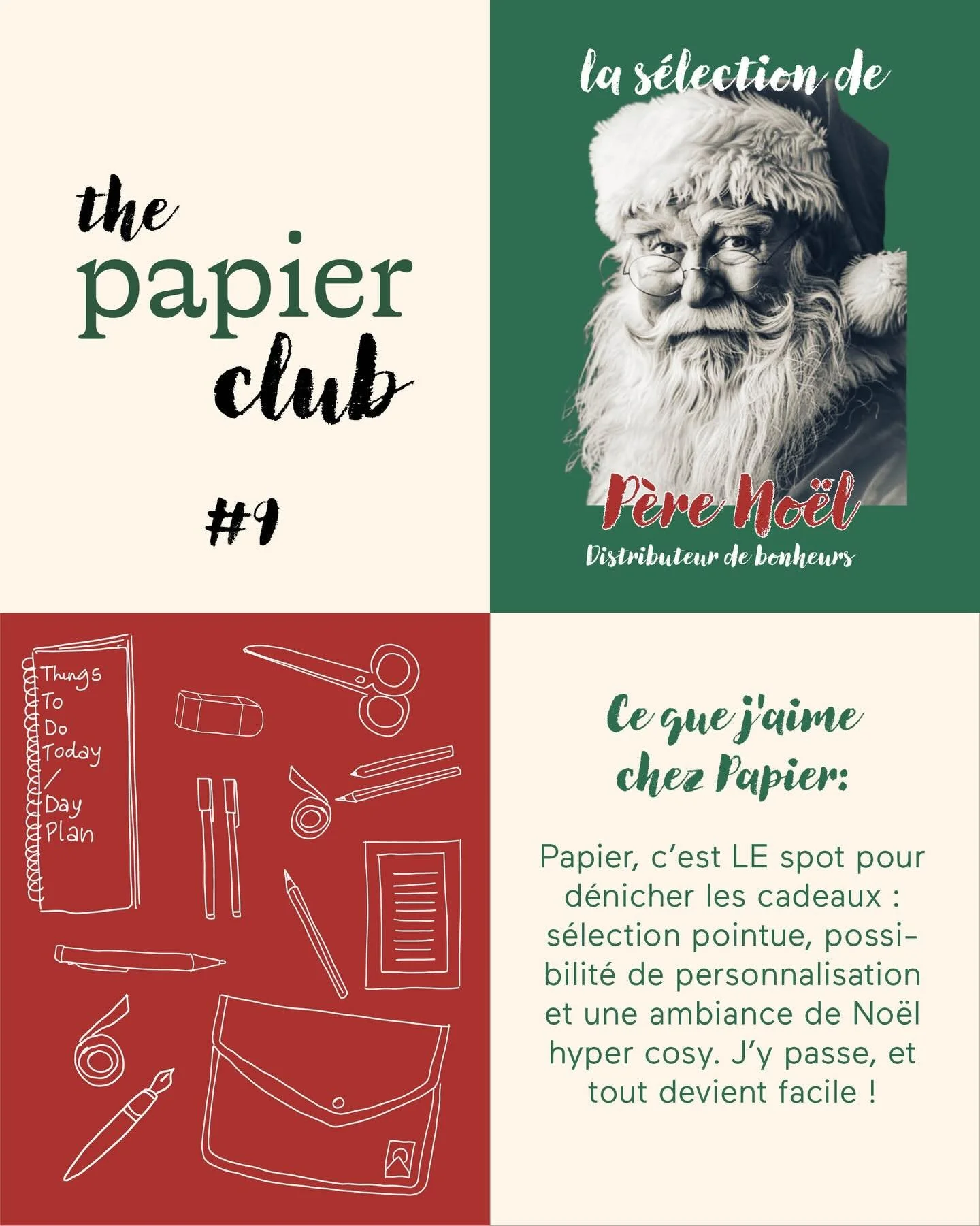 #thepapierclub accueille un membre sp&eacute;cial 🎅🏻 ce mois-ci ! 🎄💫 Papier, LE spot pour d&eacute;nicher les cadeaux : c&rsquo;est le p&egrave;re No&euml;l qui le dit ! 🎁🎅🏻
D&egrave;s la semaine prochaine, on passe officiellement en mode No&e