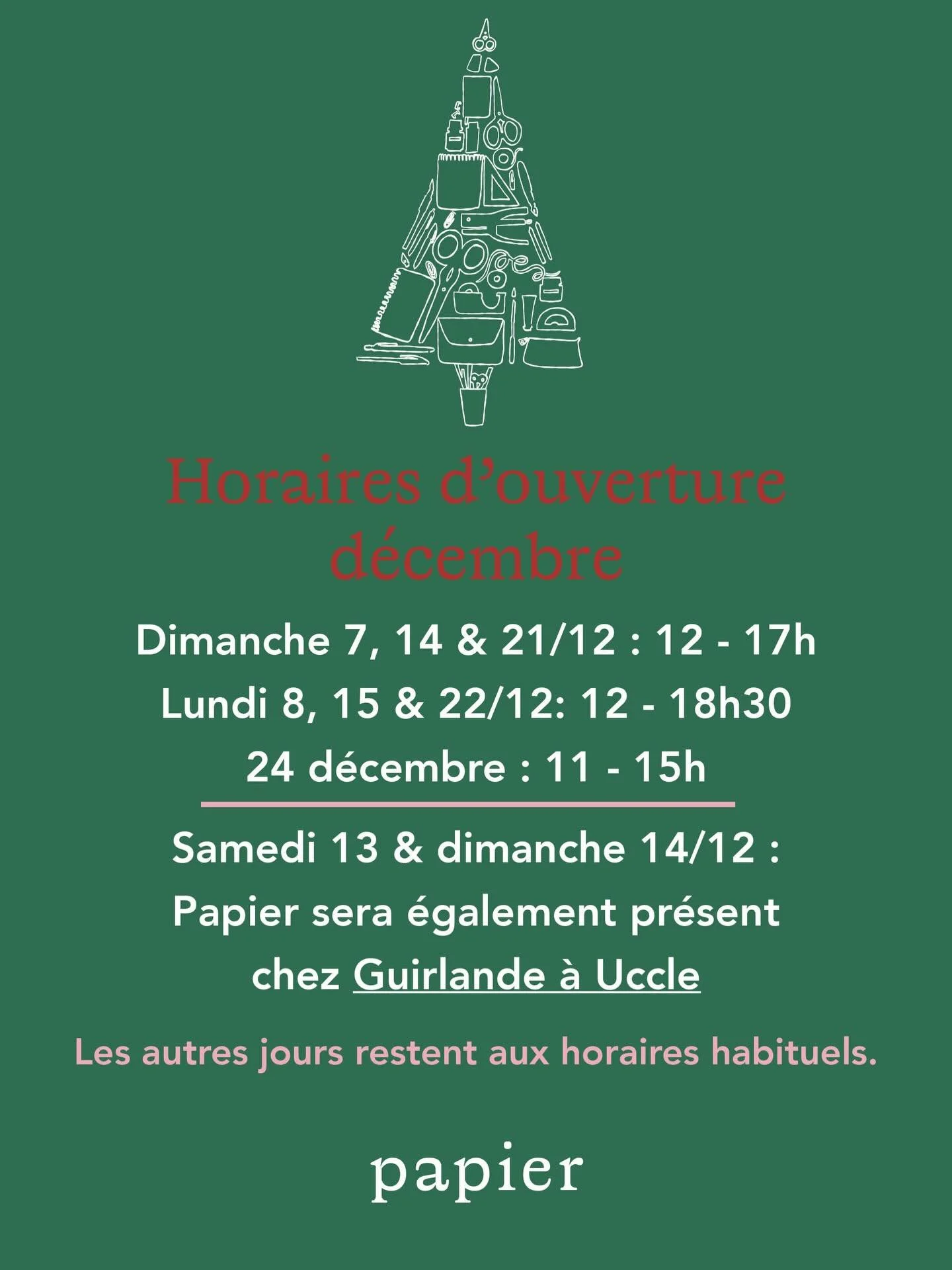 Boum ! La saison de No&euml;l est officiellement lanc&eacute;e ! 
Apd du 2 d&eacute;cembre, nous serons ouverts tous les jours jusqu&rsquo;&agrave; No&euml;l pour un shopping de No&euml;l tout relax ! 🎄💫🎁🎅🏻
Et grande nouveaut&eacute; cette ann&e