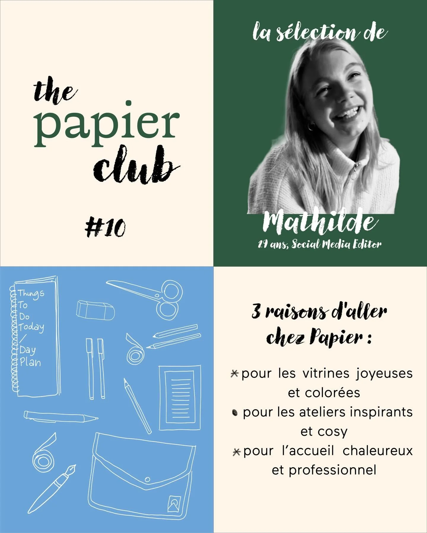 Qui de mieux que la douce et p&eacute;tillante @mathmazy pour lancer #thepapierclub en 2026 ? 🌞😍
Cliente ultra-cr&eacute;ative et (tr&egrave;s) talentueuse, Mathilde participe &agrave; nos ateliers cr&eacute;atifs et suit avec passion les nouveaut&